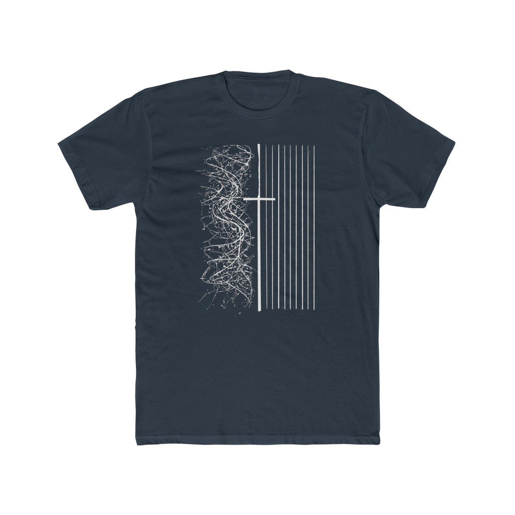 Floral Skull Flag Tee | Grunge American Flag T-Shirt, Vertical Skull & Flowers Design