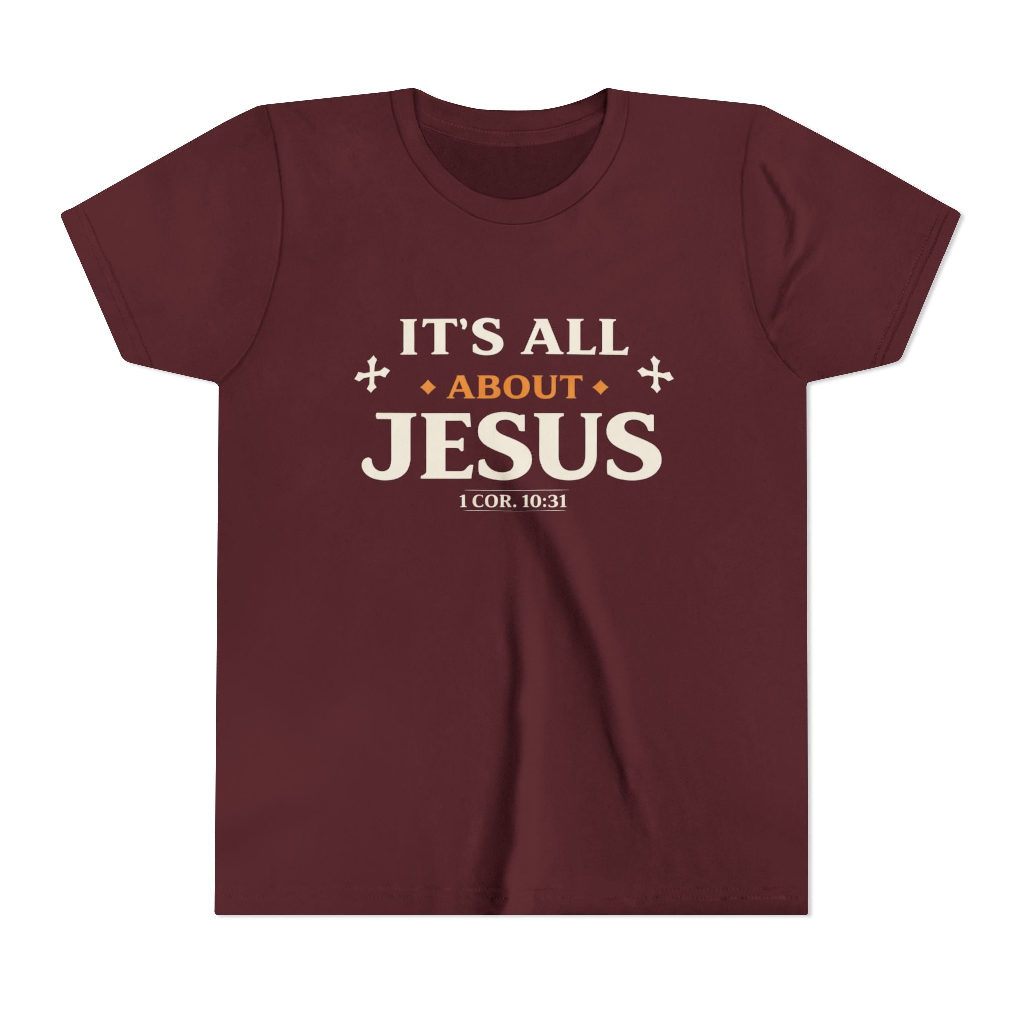 Girls Youth Tee - "It's All About Jesus" Christian Kids Shirt (1 Cor. 10:31)