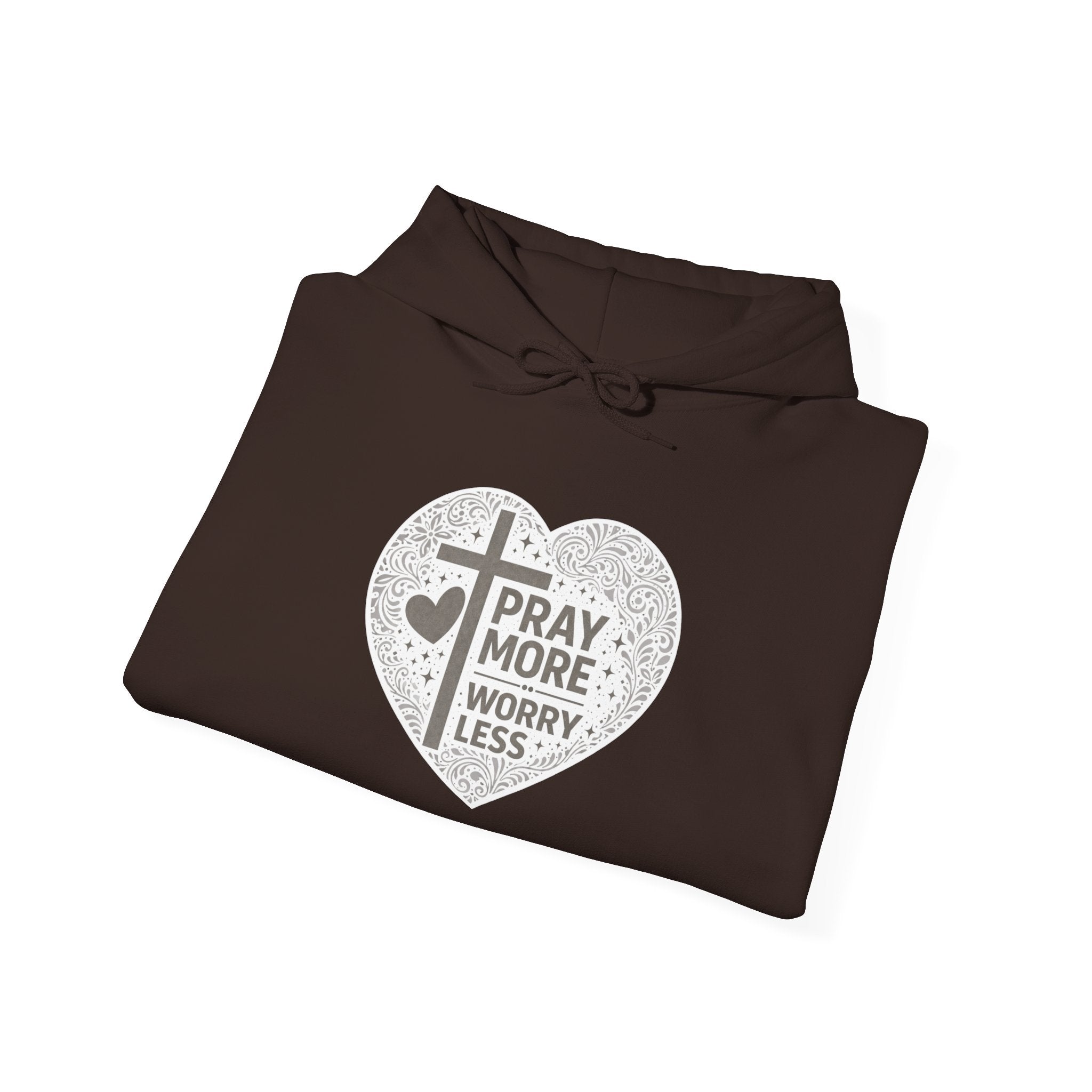Womens "Pray More Worry Less" Heavy Blend™ Hooded Sweatshirt