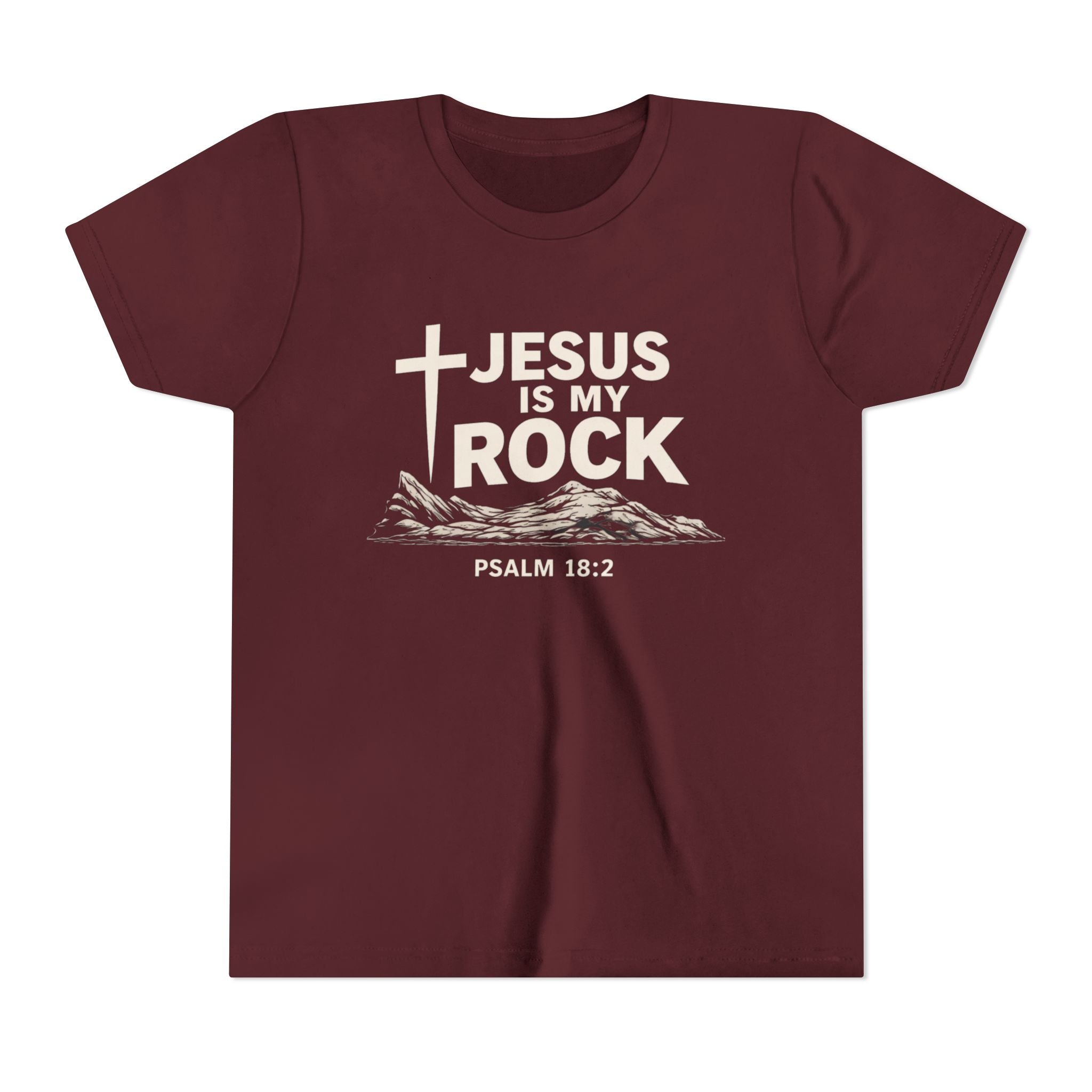 Boys Youth Tee — "Jesus Is My Rock" Psalm 18:2 Christian Kids T-Shirt