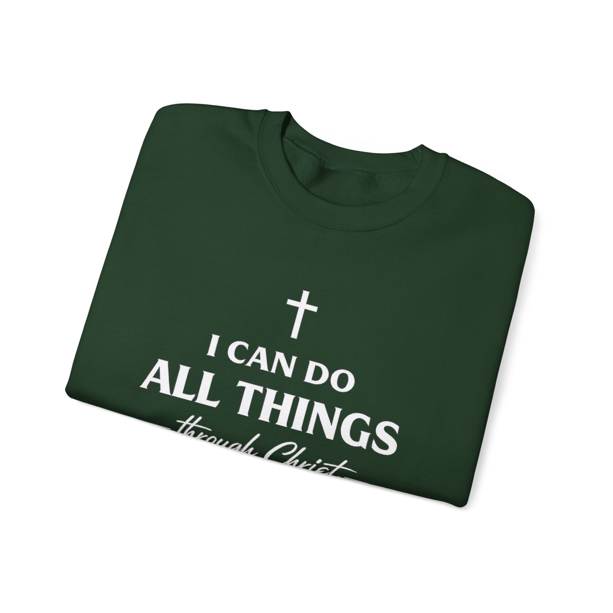 Womens Christian Crewneck Sweatshirt - "I Can Do All Things Through Christ" Inspirational Faith Pullover