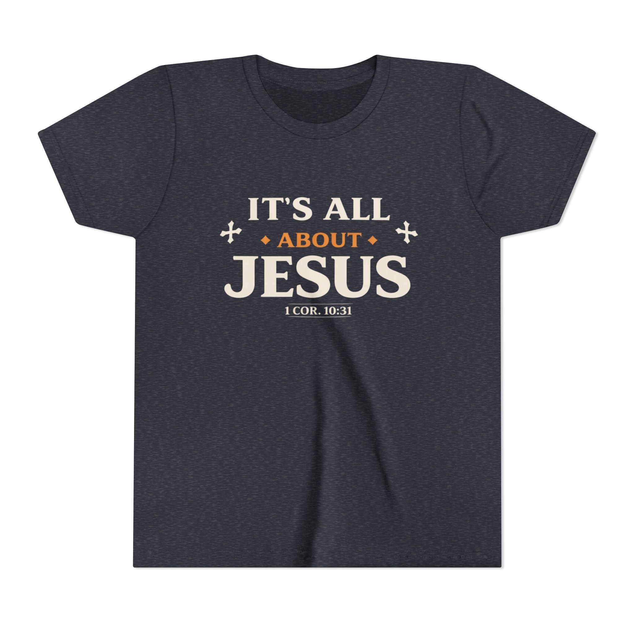 Boys Youth Tee - "It's All About Jesus" Christian Kids Shirt (1 Cor. 10:31)