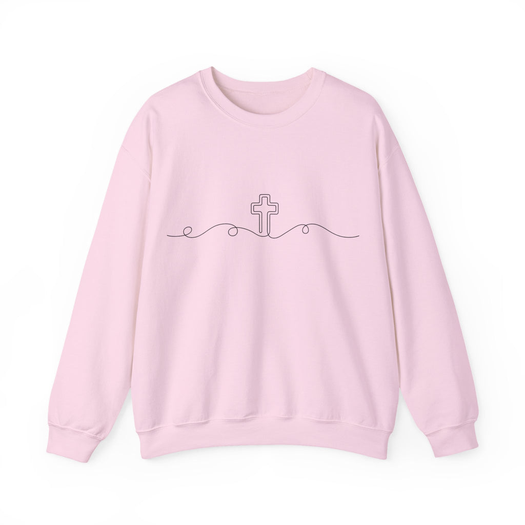 Womens Minimal Cross Line Crewneck Sweatshirt