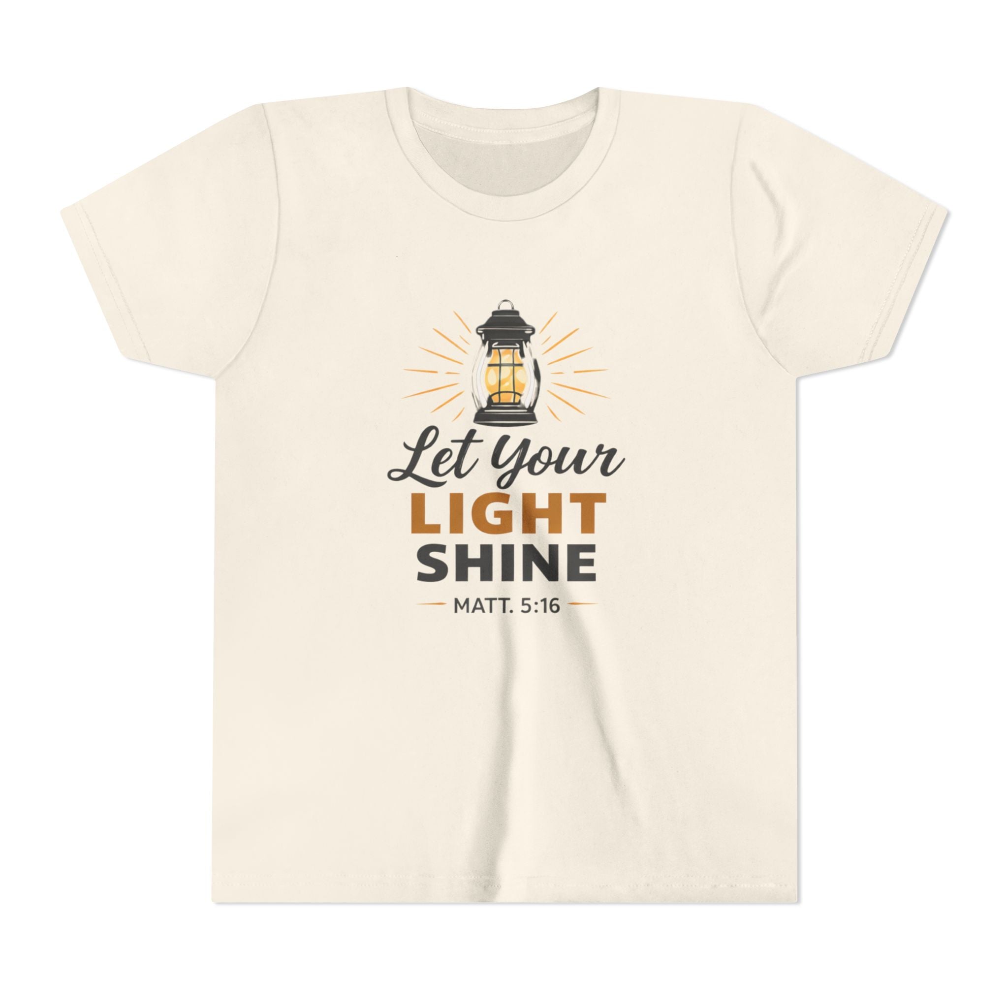 Boys Youth Tee — "Let Your Light Shine" Christian Lantern Shirt (Matt. 5:16)