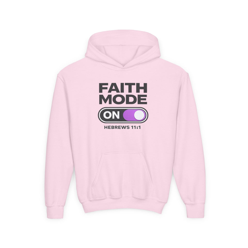 Faith Mode Hoodie - "Faith Mode On" Youth Christian Pullover (Hebrews 11:1)