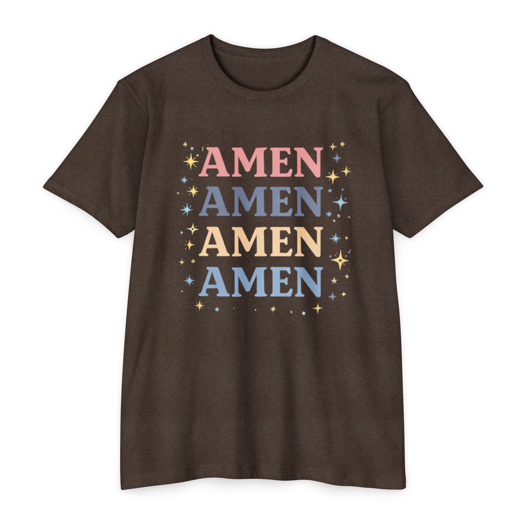 Amen Stack Retro Graphic T-Shirt — Colorful Faith Tee