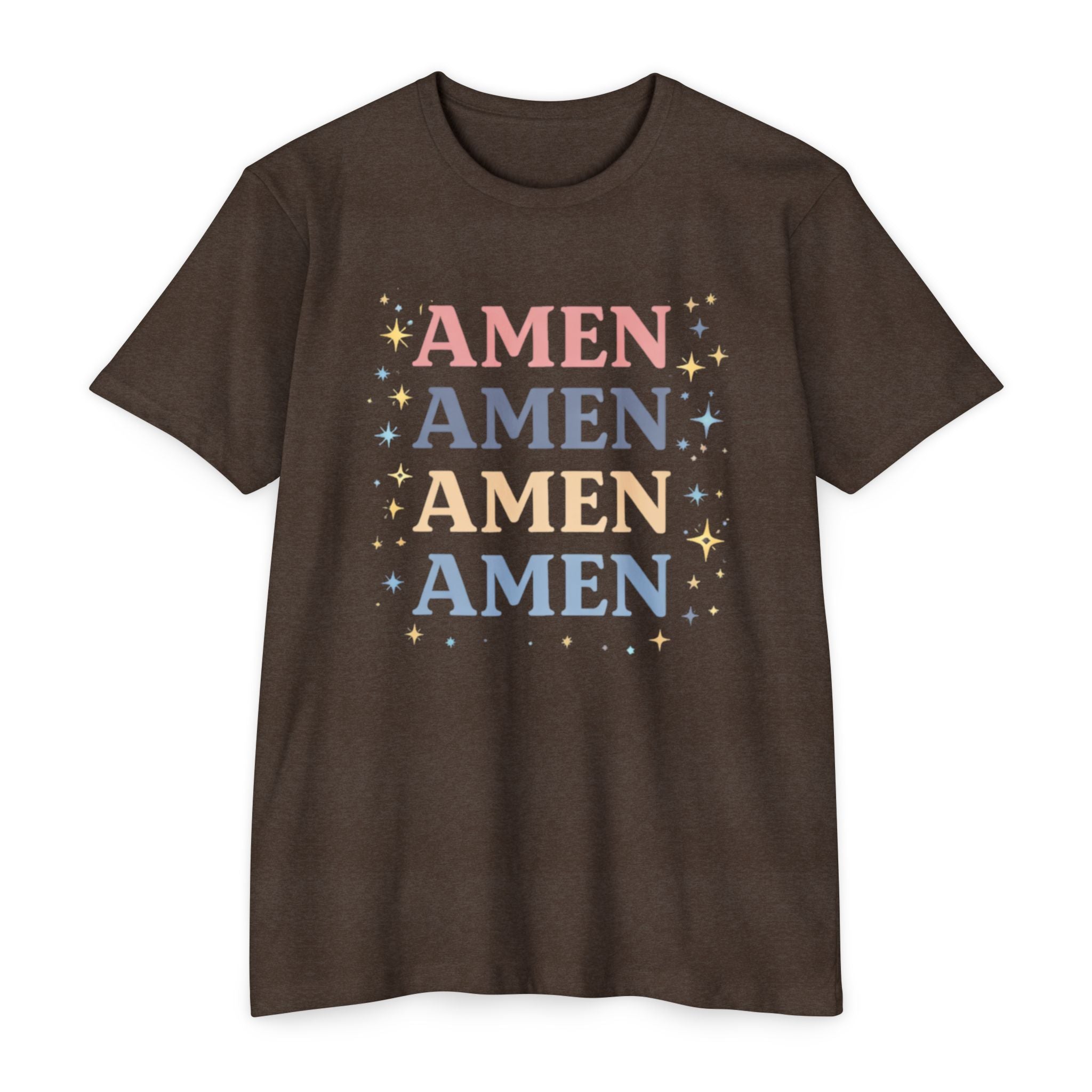 Amen Stack Retro Graphic T-Shirt — Colorful Faith Tee