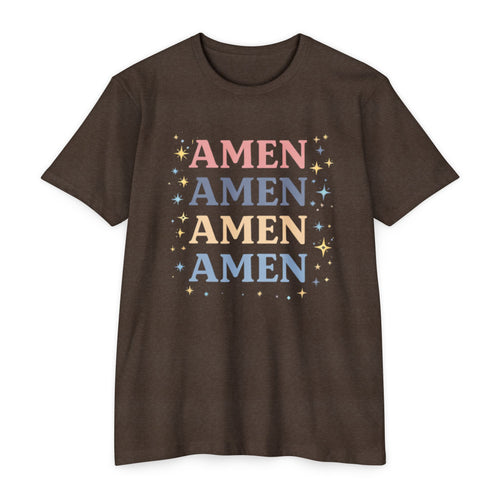 Amen Stack Retro Graphic T-Shirt — Colorful Faith Tee