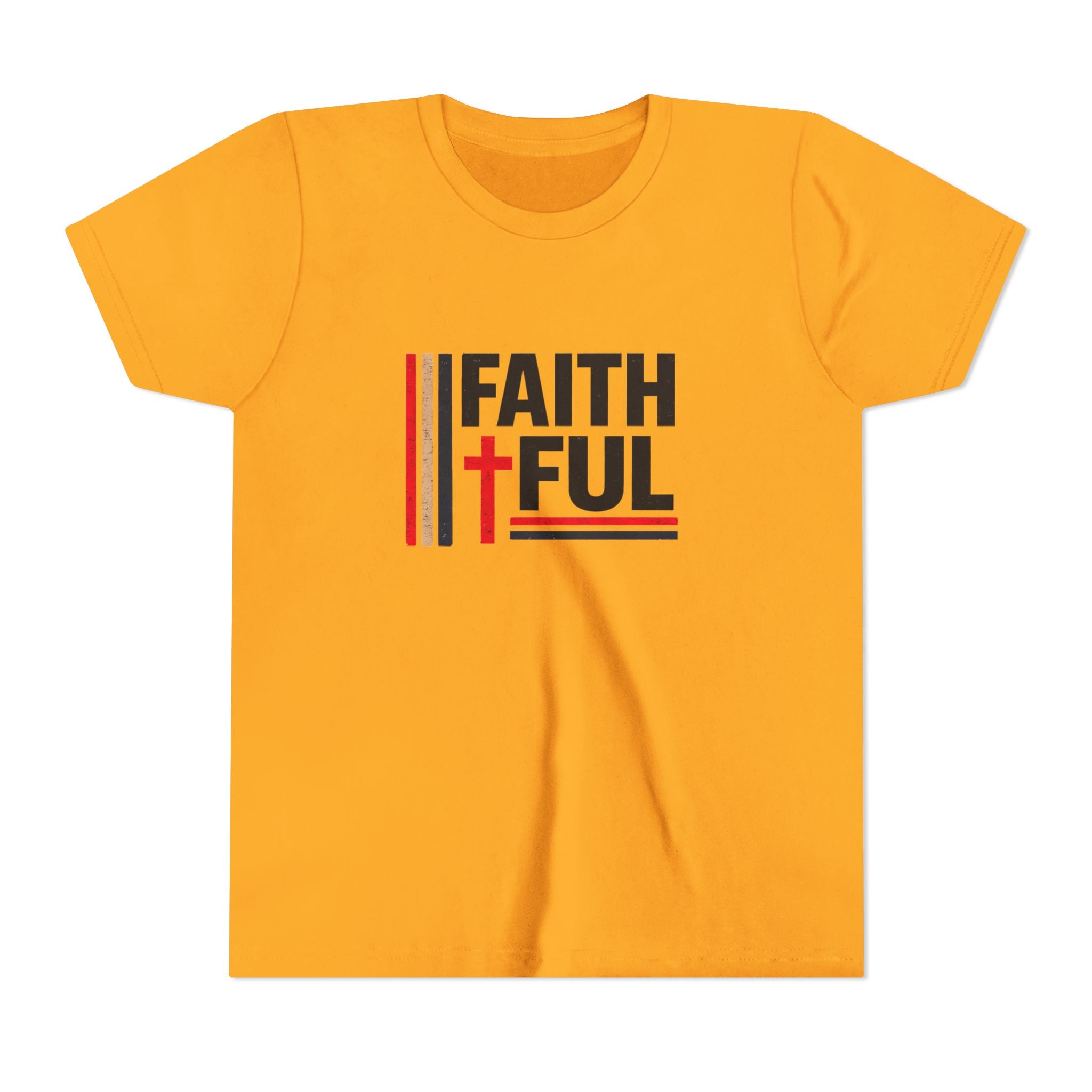 Boys Faithful Youth Tee — Christian Kids Shirt with Cross Graphic