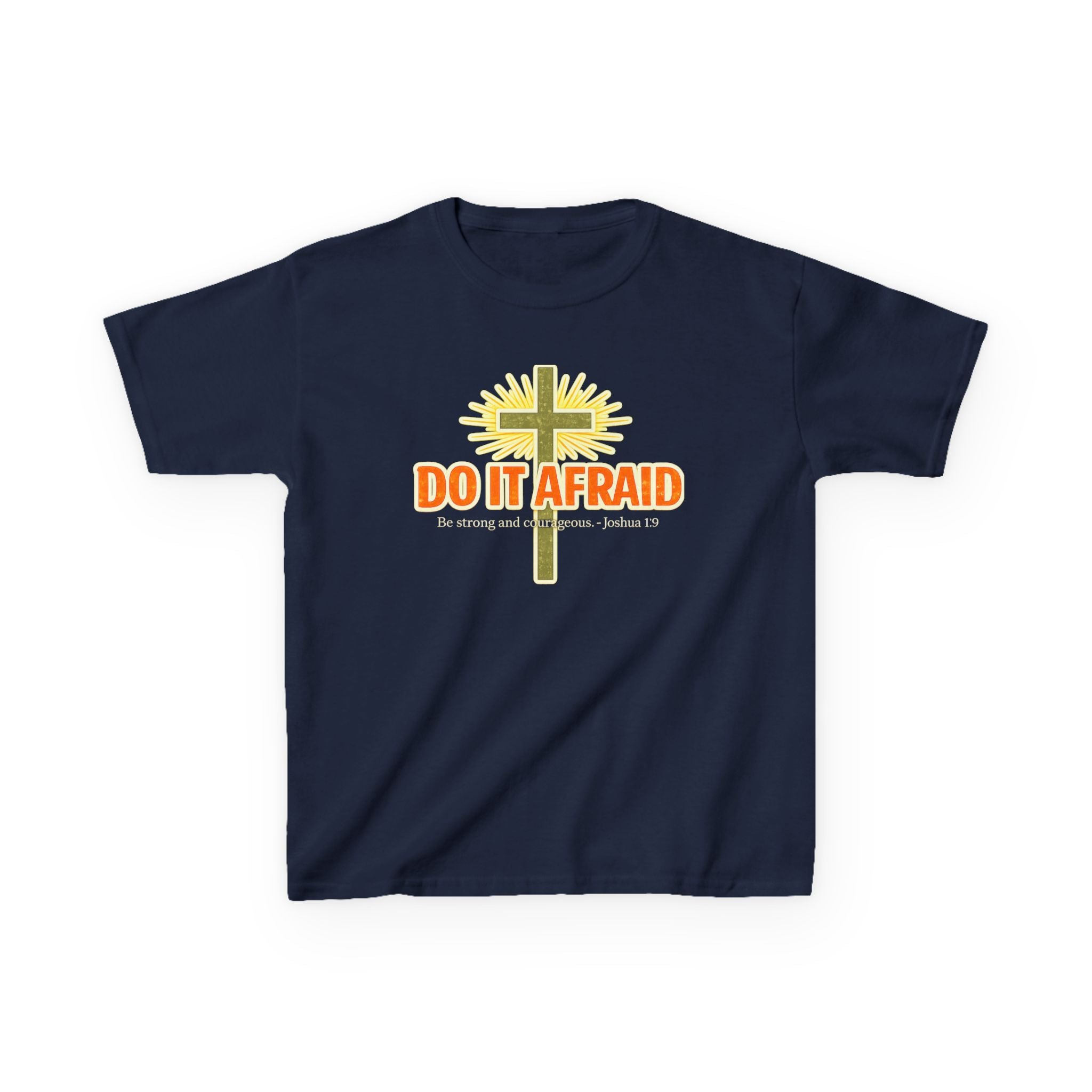 Boys Tshirt "Do It Afraid" Cross Christian Shirt (Joshua 1:9)