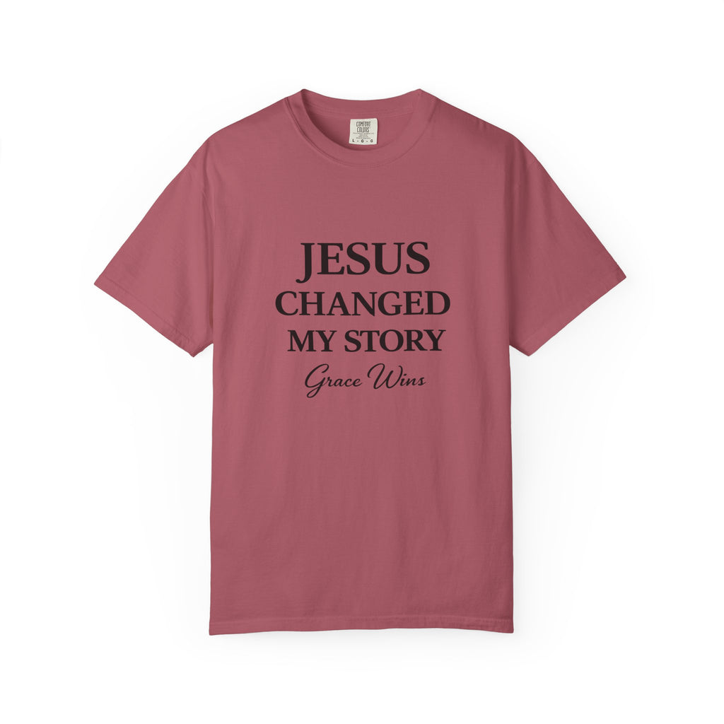 Christian T-Shirt — "Jesus Changed My Story" Inspirational Graphic Tee
