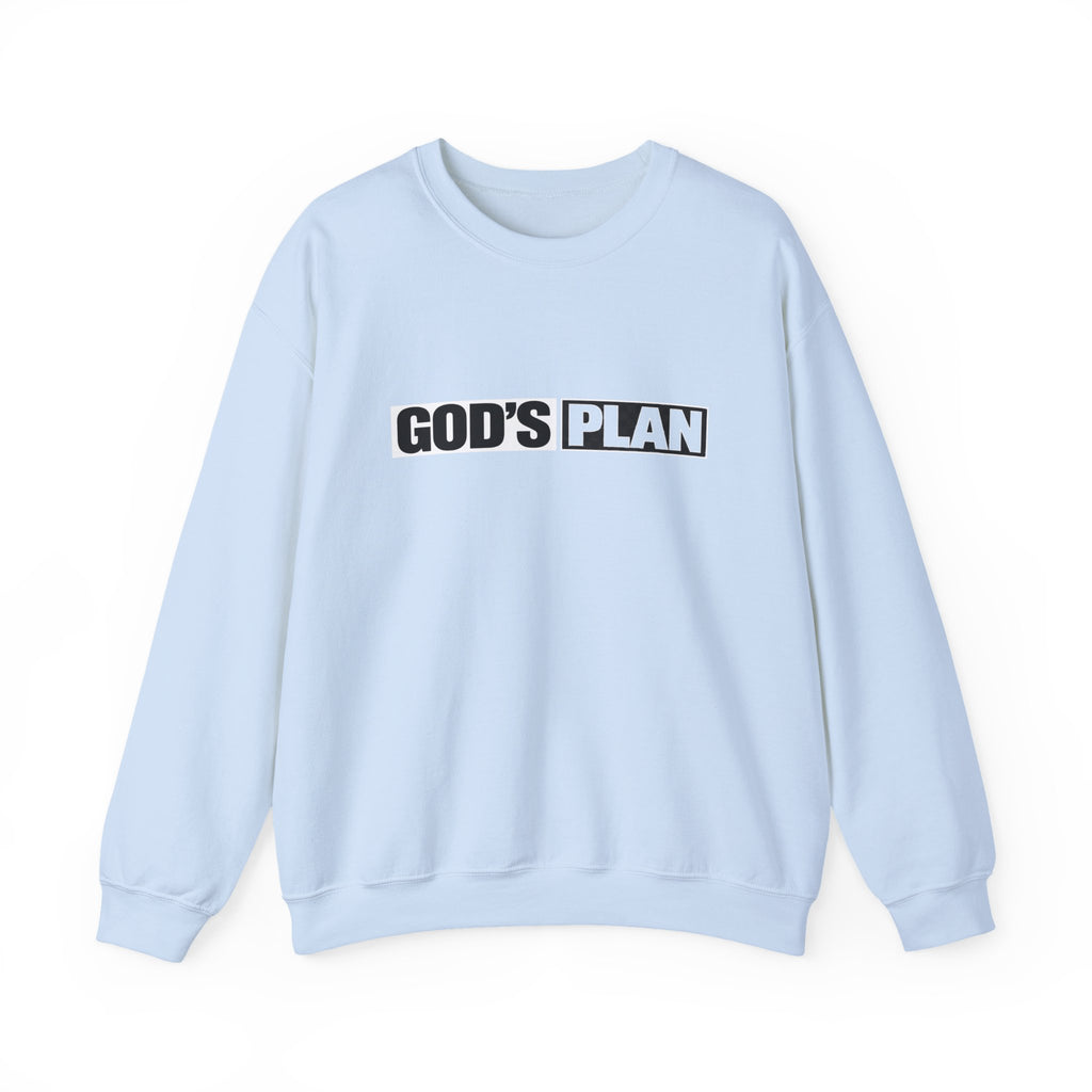 Crewneck Sweatshirt — "GOD'S PLAN" Bold Logo Faith Pullover