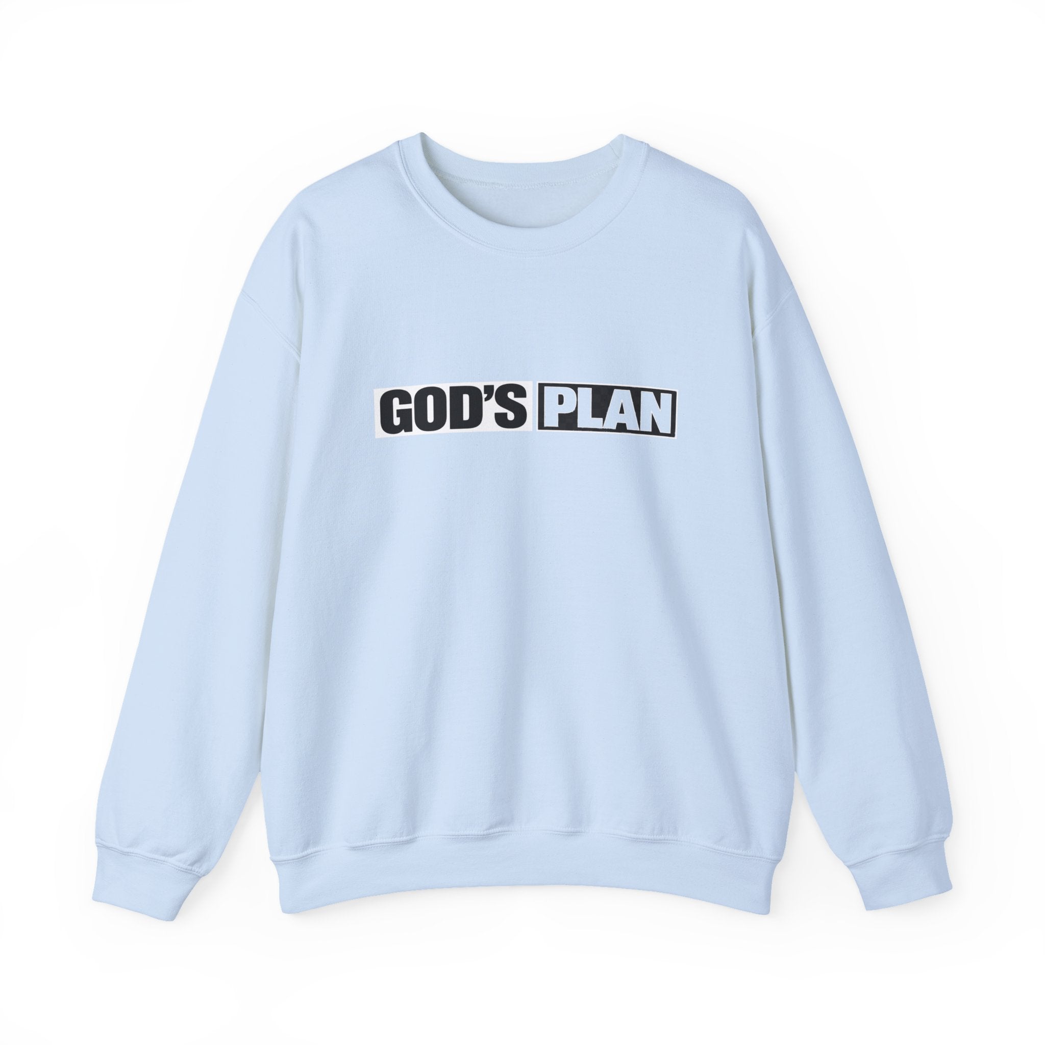 Crewneck Sweatshirt — "GOD'S PLAN" Bold Logo Faith Pullover