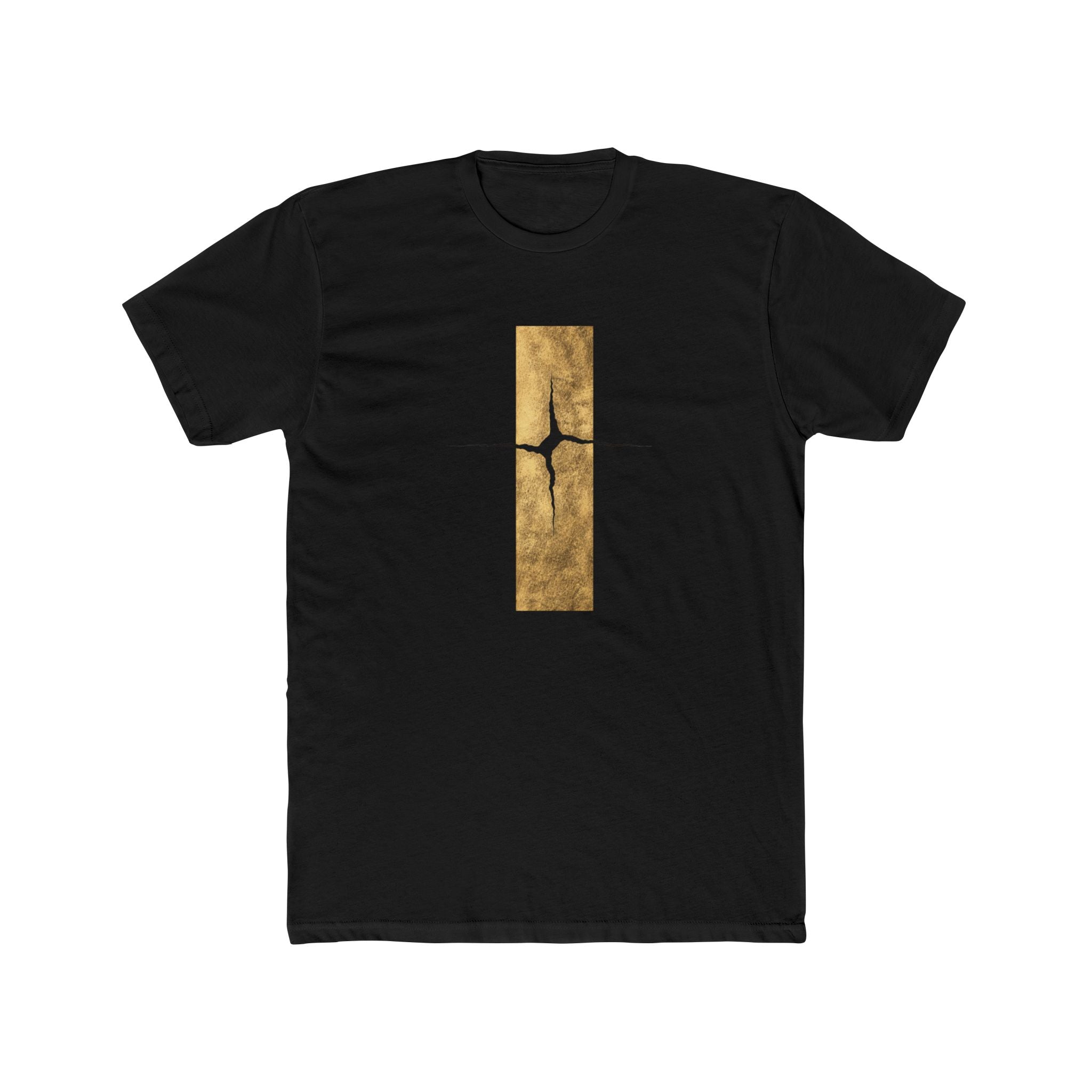 Cracked Gold Bar Tee | Minimal Abstract Vertical Design