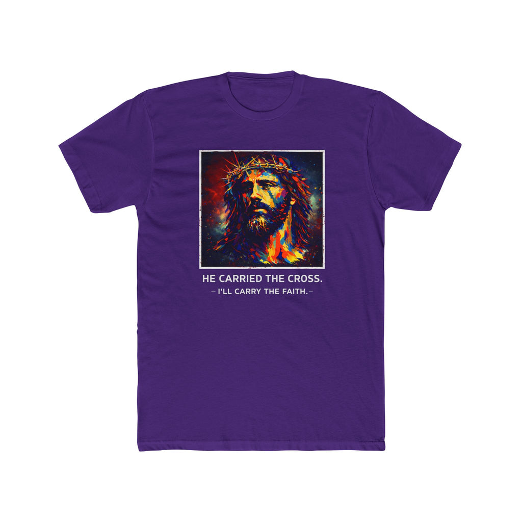 Mens 'He Carried the Cross, I'll Carry the Faith' Graphic Tee