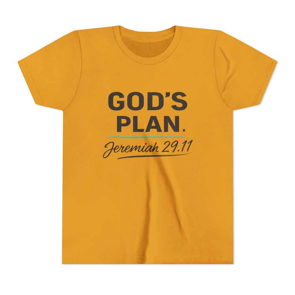 Youth Tee — "God's Plan" Jeremiah 29:11 Christian Faith Shirt