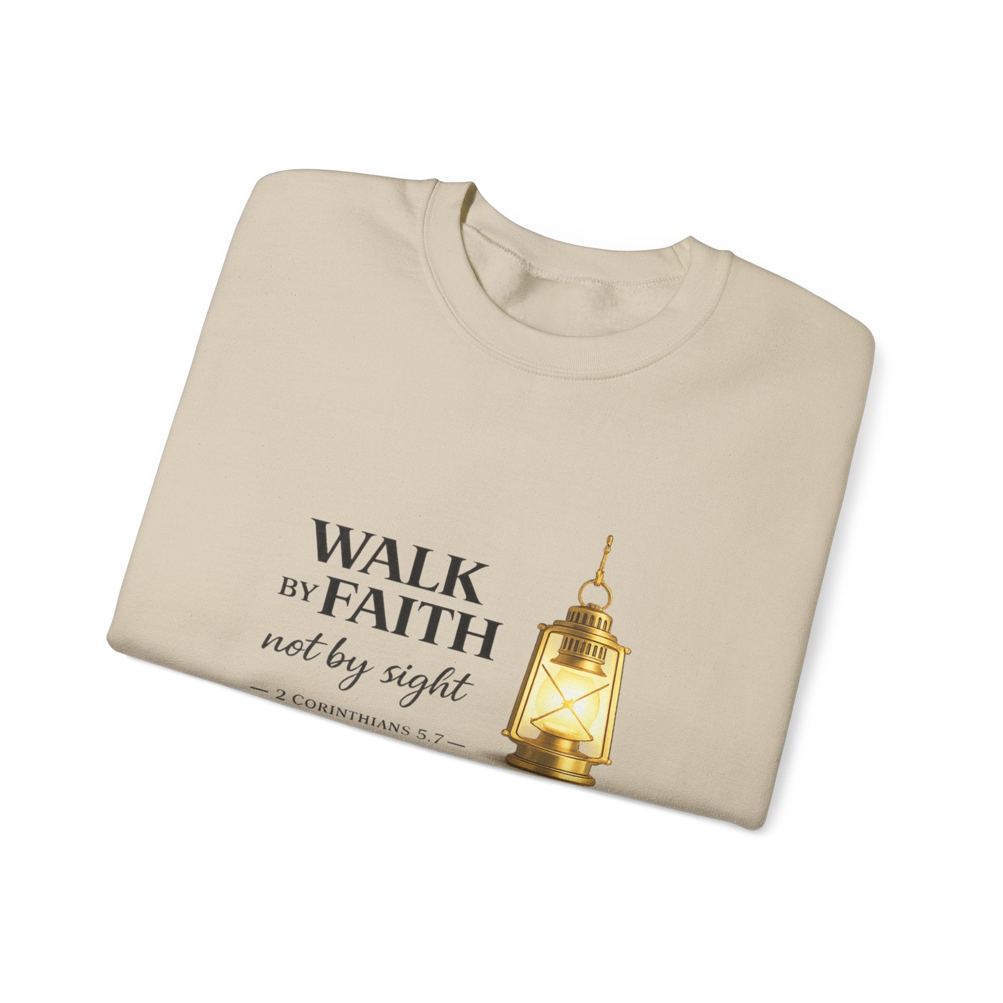 Womens "Walk By Faith Not By Sight" Classic White Crewneck Sweatshirt