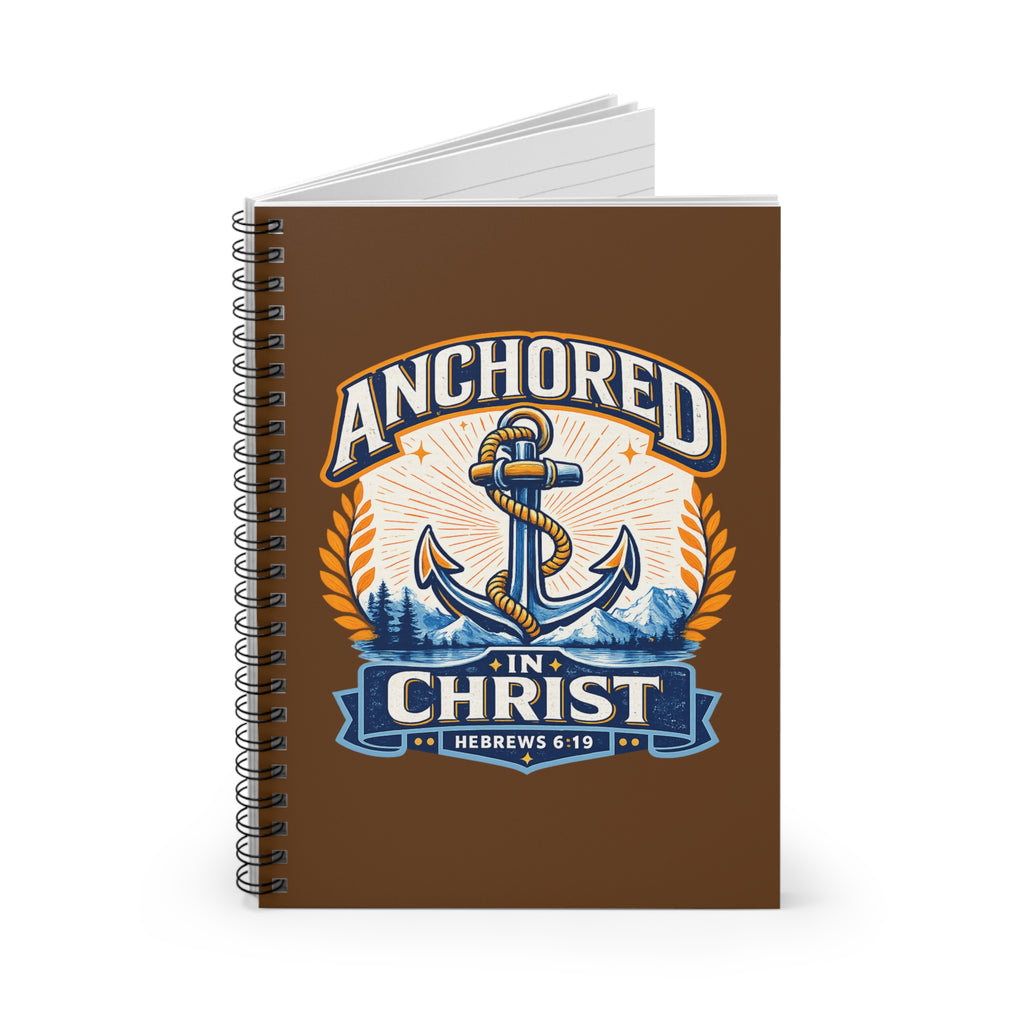 Anchored in Christ Spiral Notebook — Hebrews 6:19 Christian Journal
