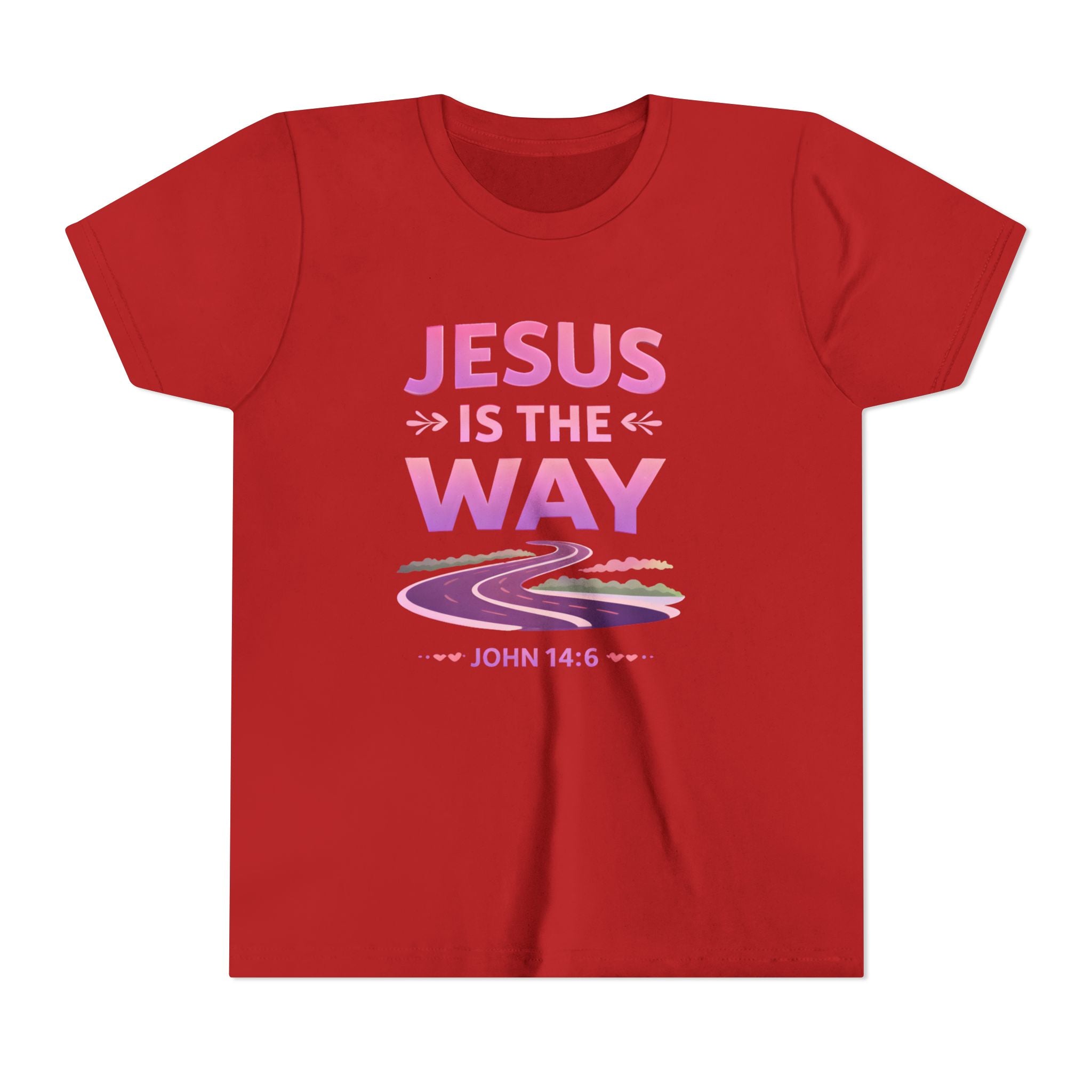 Girls Youth Tee — "Jesus Is The Way" Christian Kids T-Shirt (John 14:6)