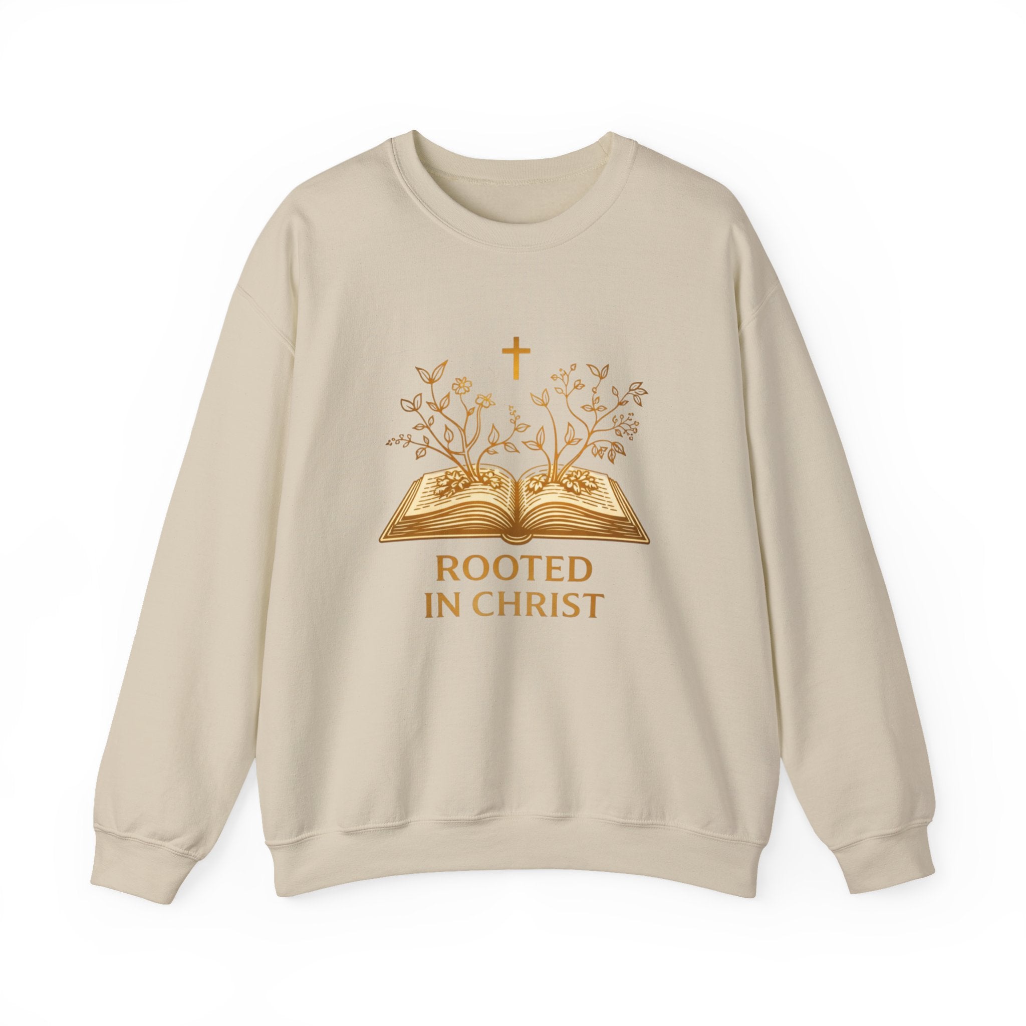 Womens Rooted in Christ Sweatshirt — Christian Faith Bible Graphic Crewneck