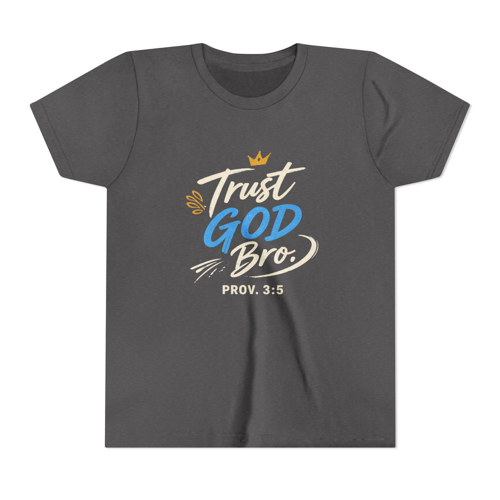 Boys Trust God Bro Youth Tee – Prov. 3:5 Faith Graphic Shirt