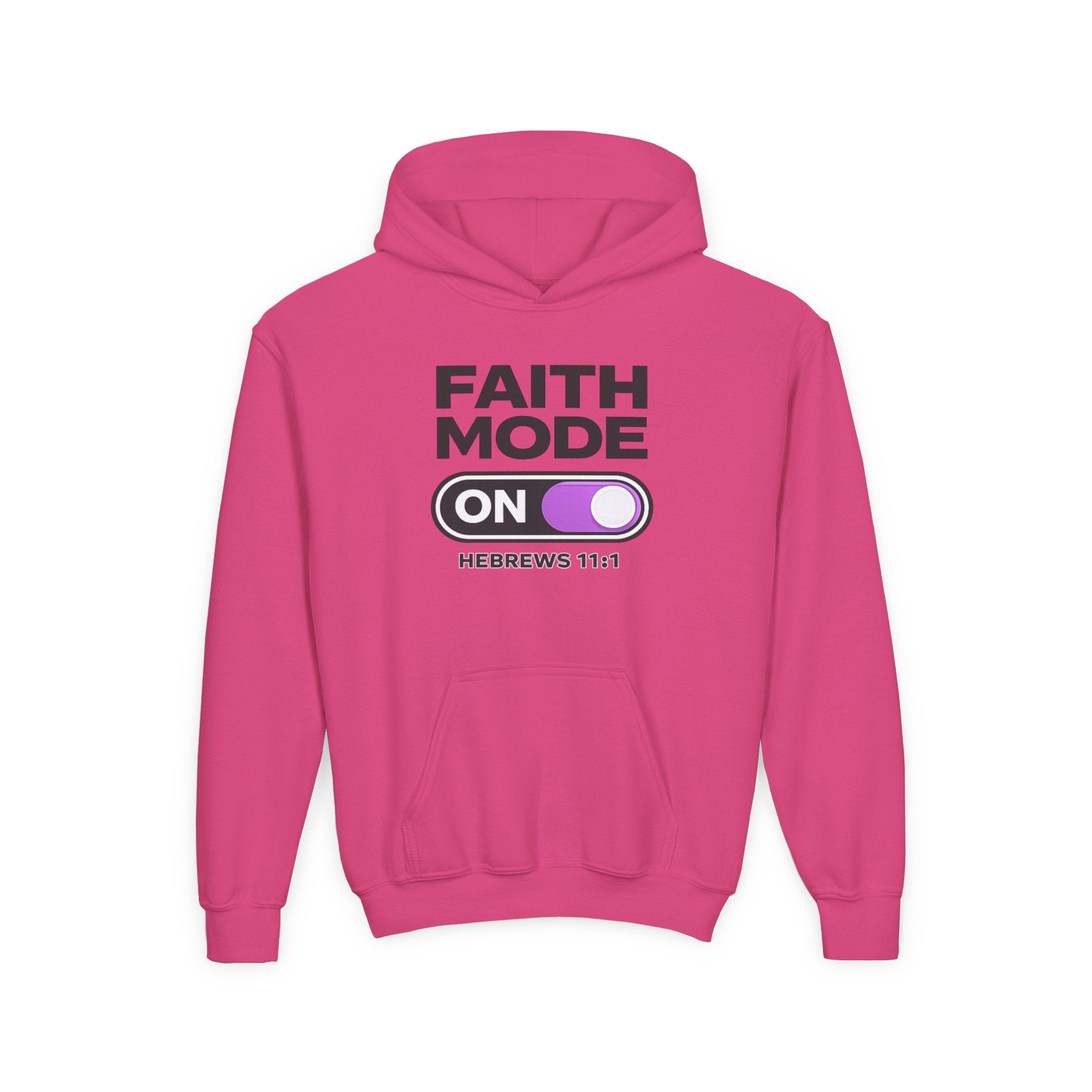 Faith Mode Hoodie - "Faith Mode On" Youth Christian Pullover (Hebrews 11:1)