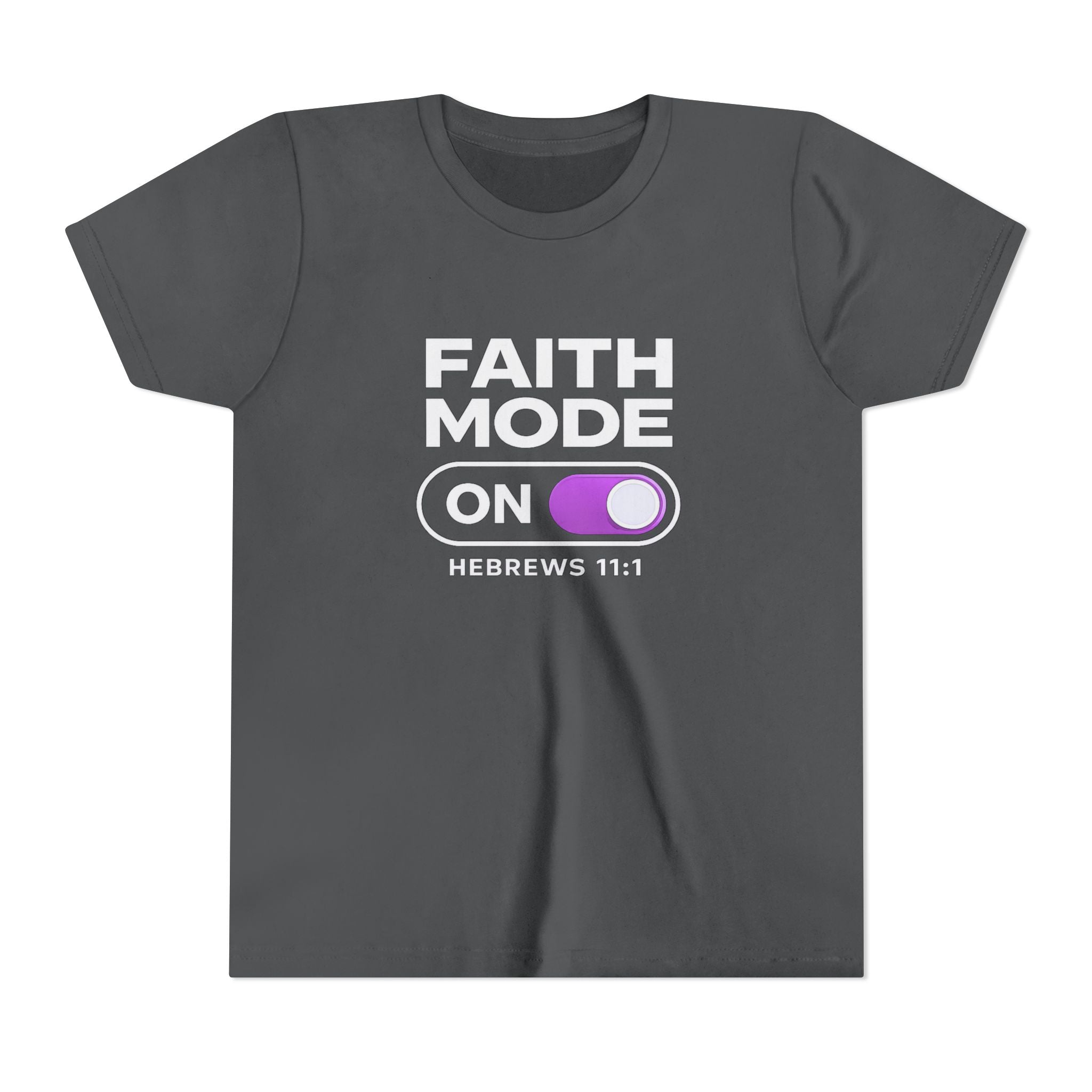 Faith Mode On Youth Tee — Hebrews 11:1 Christian Kids Shirt