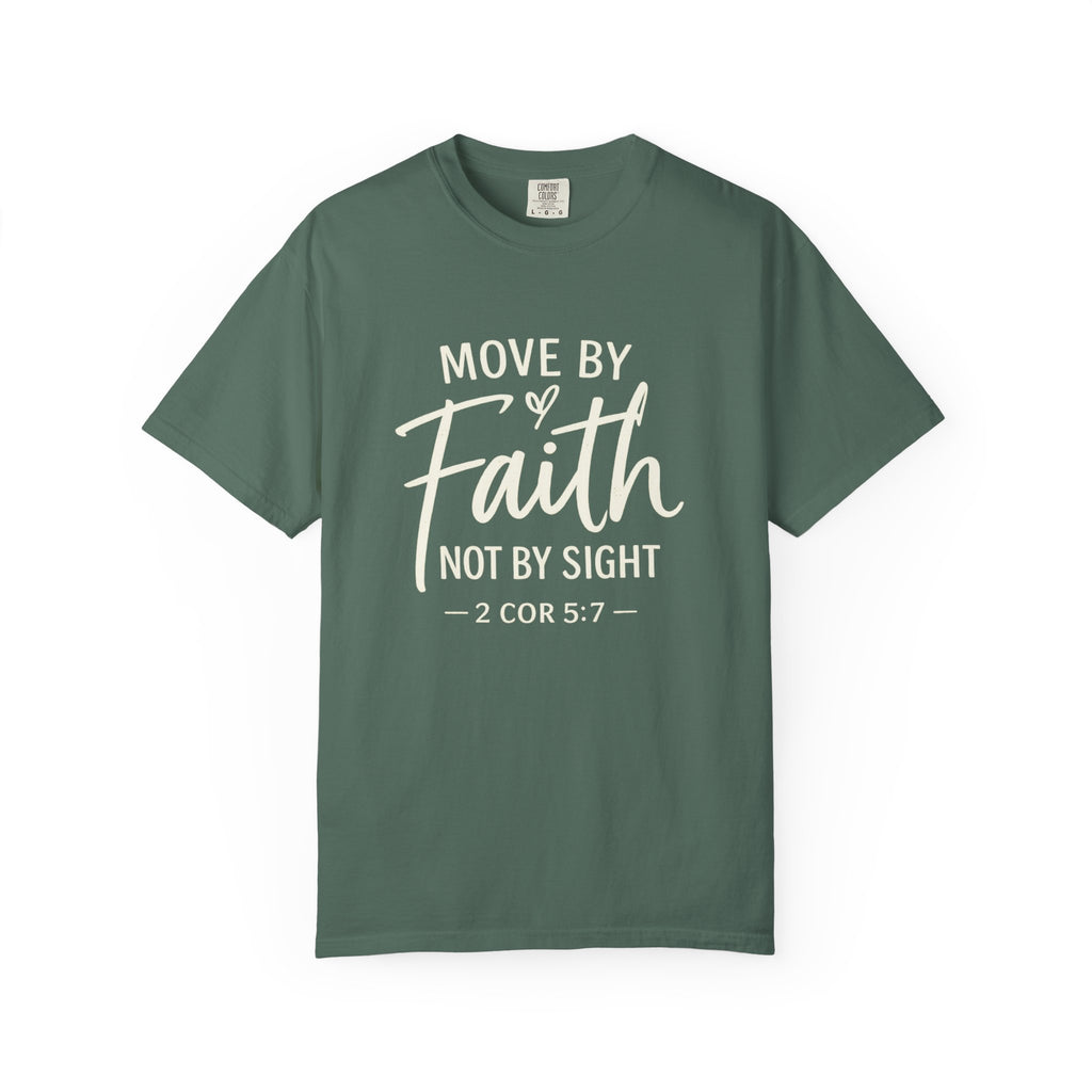 Move By Faith Not By Sight Minimal White Graphic Tee (Subtle Script Design)