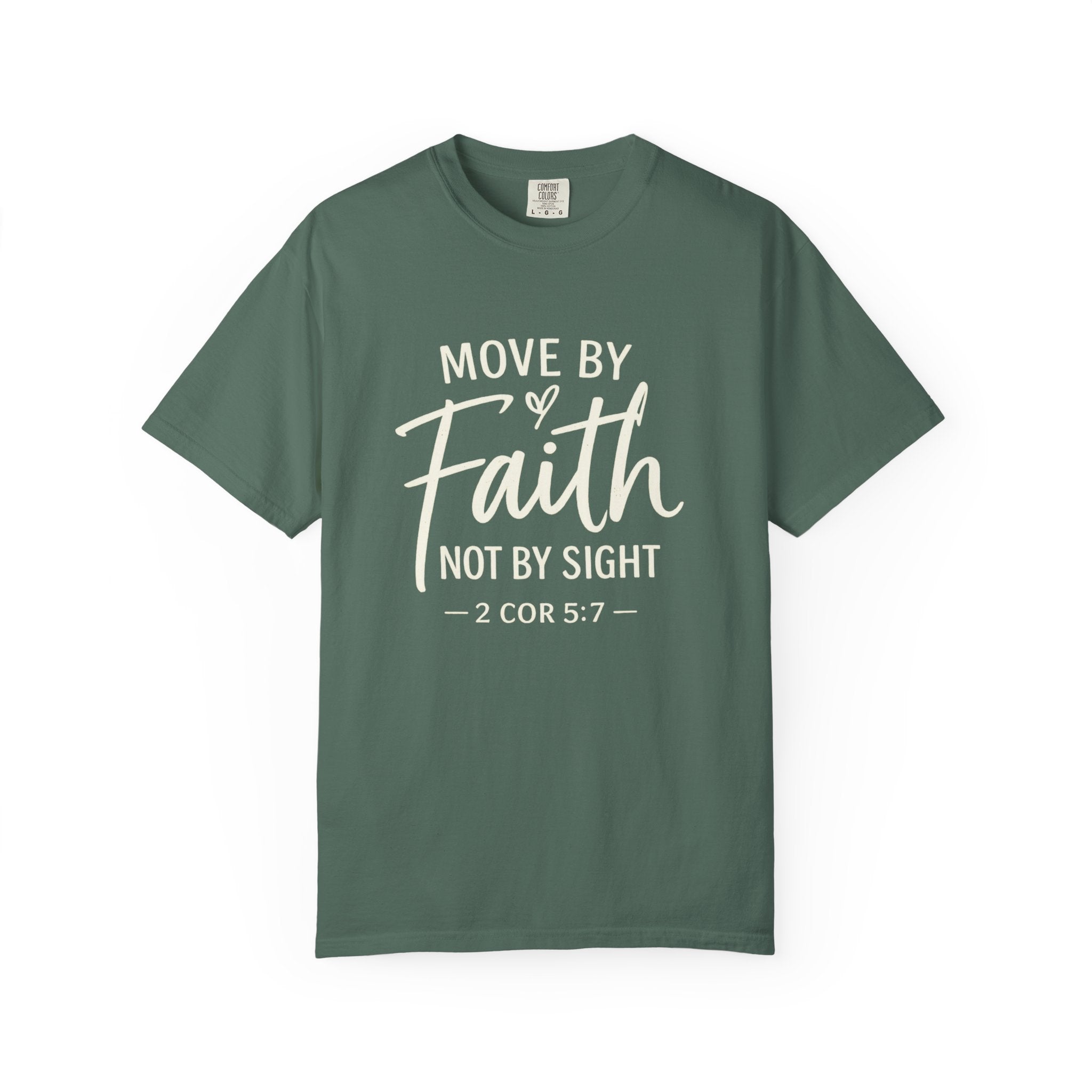 Move By Faith Not By Sight Minimal White Graphic Tee (Subtle Script Design)