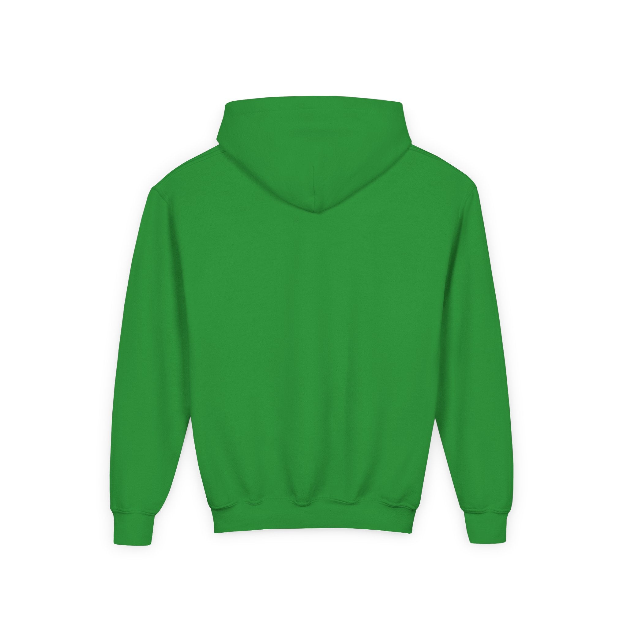 Youth Hoodie — "Powered by God" Green Battery Christian Sweatshirt