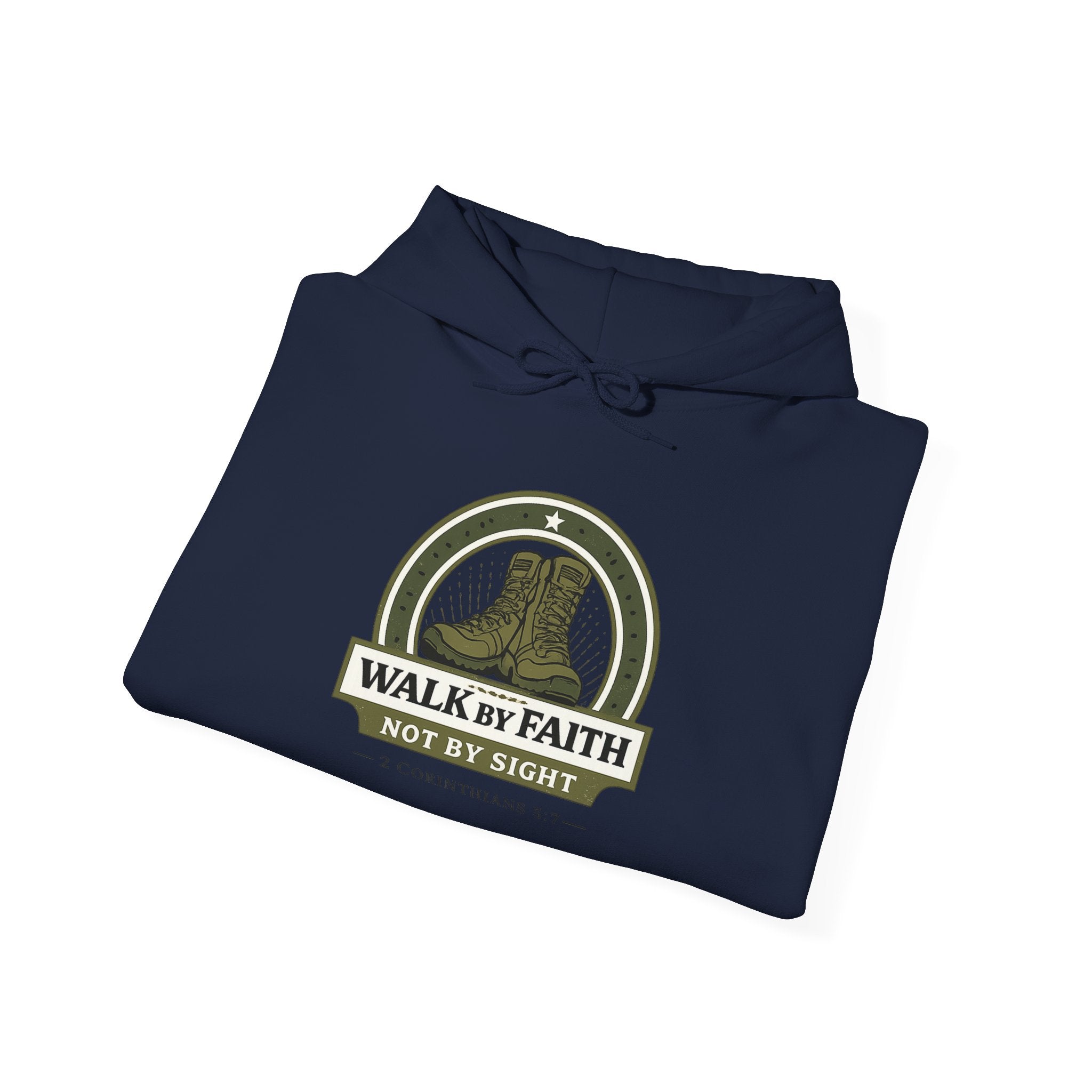 Mens Walk By Faith Hoodie – Inspirational Christian Faith Sweatshirt
