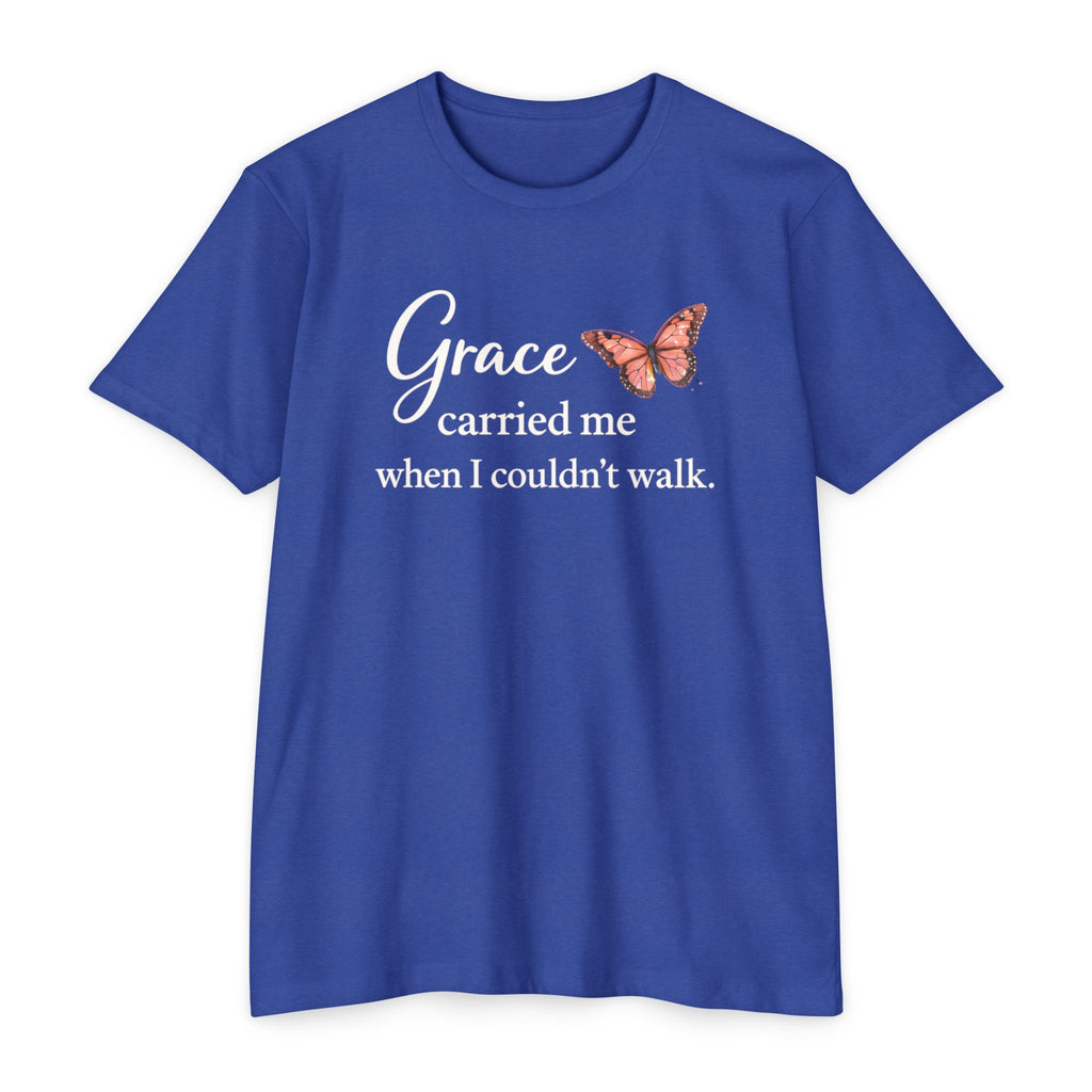 Grace Carried Me T-Shirt — Inspirational Butterfly Faith Tee