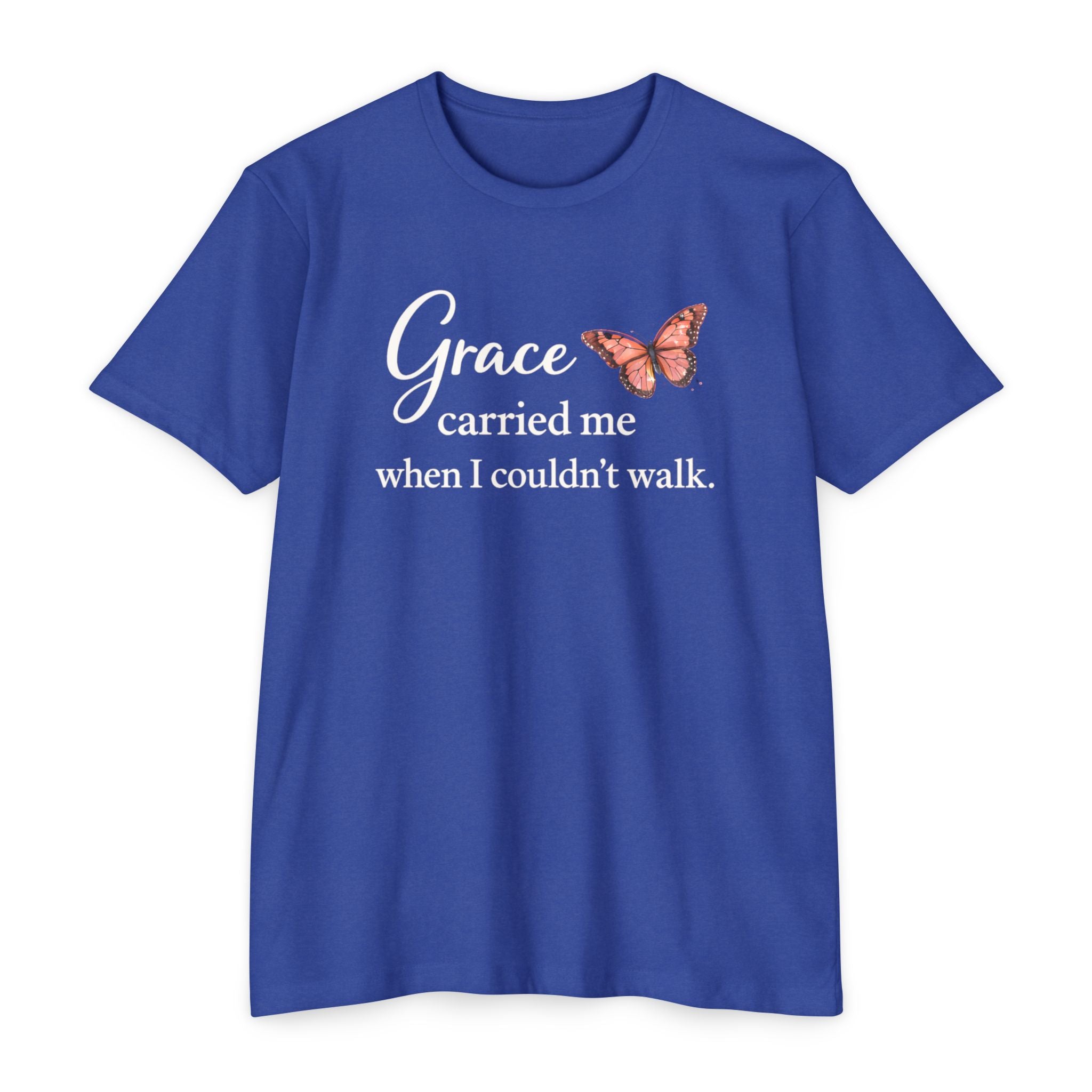 Grace Carried Me T-Shirt — Inspirational Butterfly Faith Tee