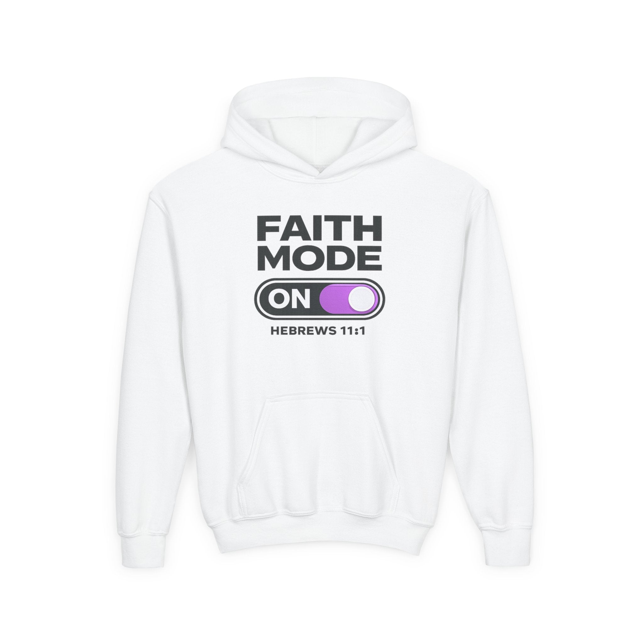 Faith Mode Hoodie - "Faith Mode On" Youth Christian Pullover (Hebrews 11:1)