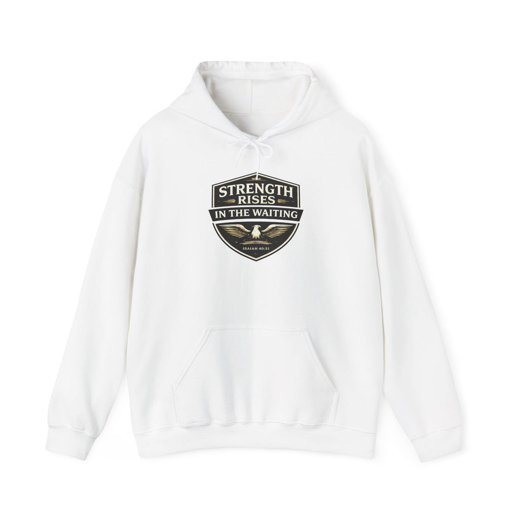 Mens Strength Rises Hoodie — Inspirational Fitness & Recovery Sweatshirt