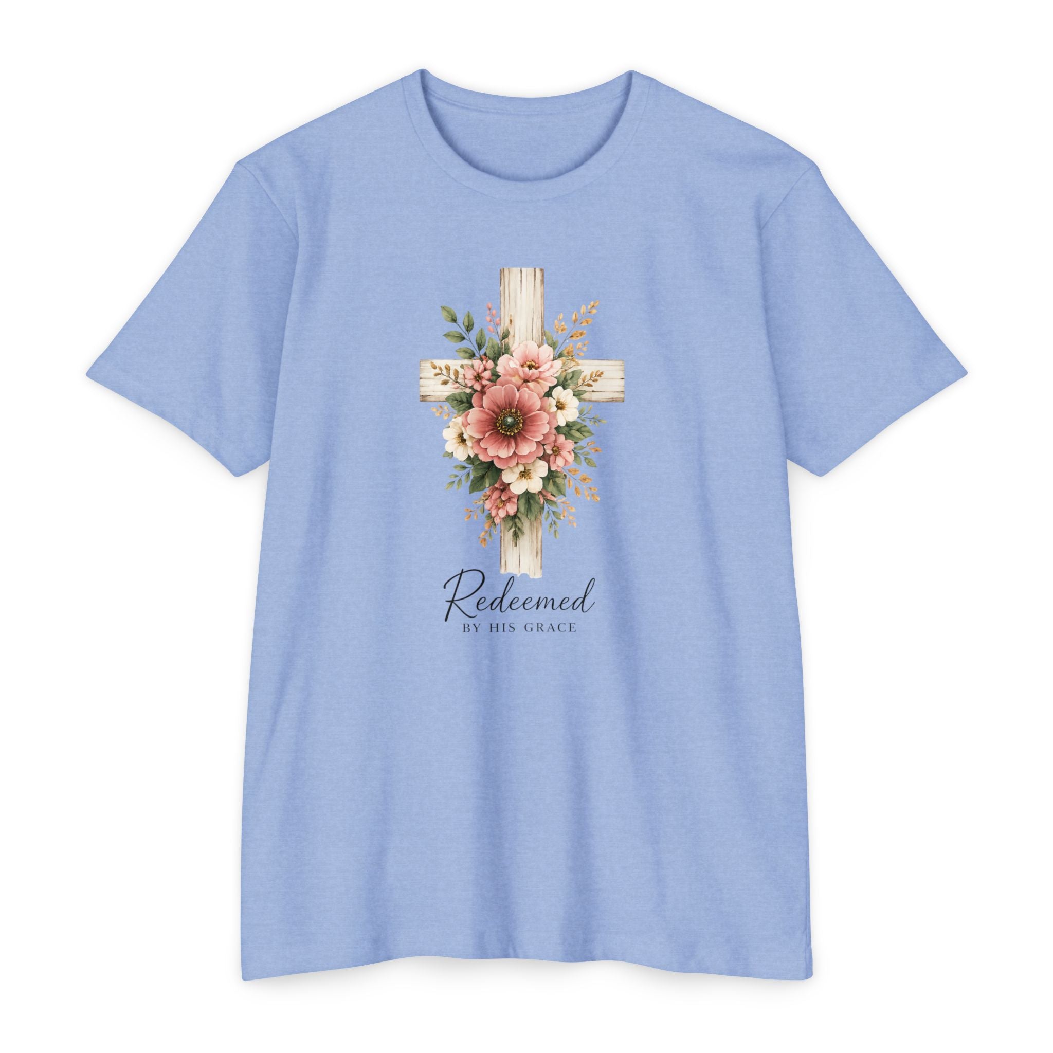 Womens Floral Cross Bouquet T-shirt | Botanical Flower Cross Graphic