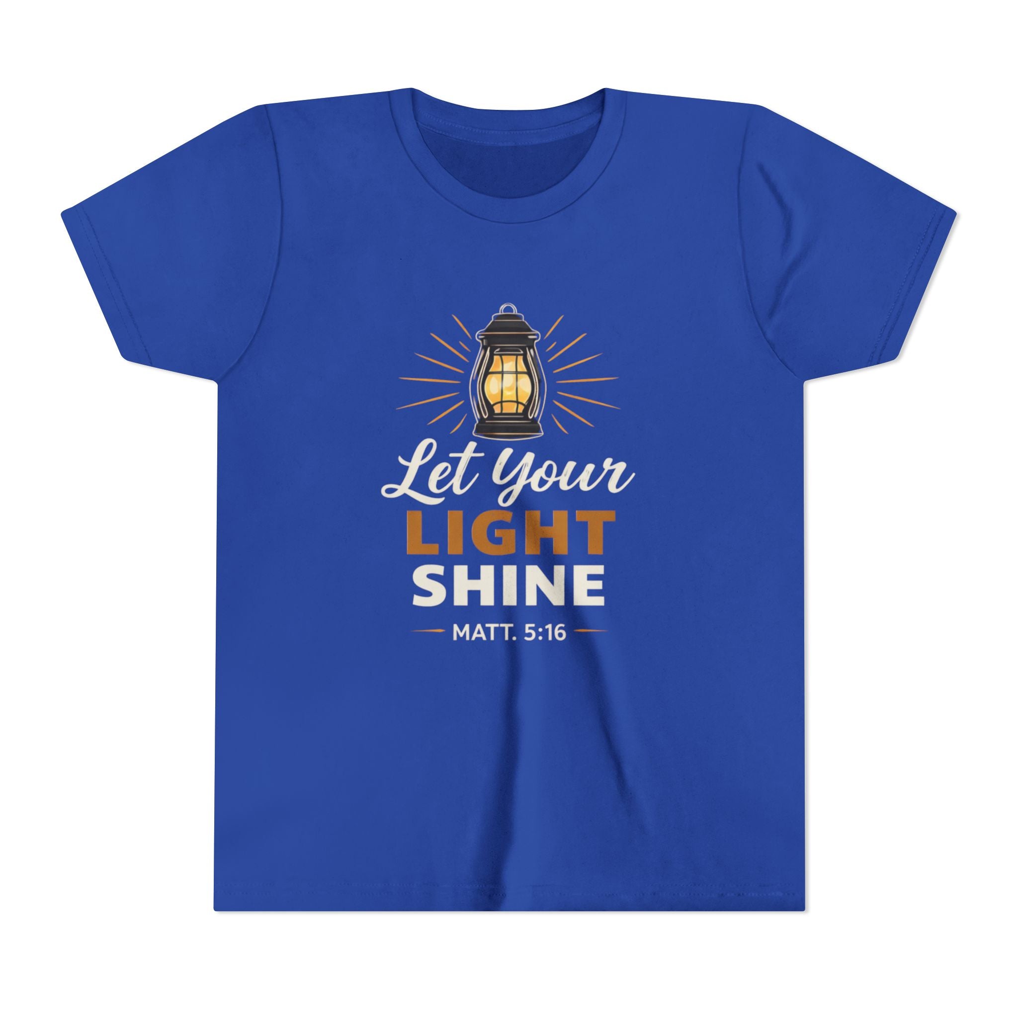 Girls Youth Tee — "Let Your Light Shine" Christian Lantern Shirt (Matt. 5:16)
