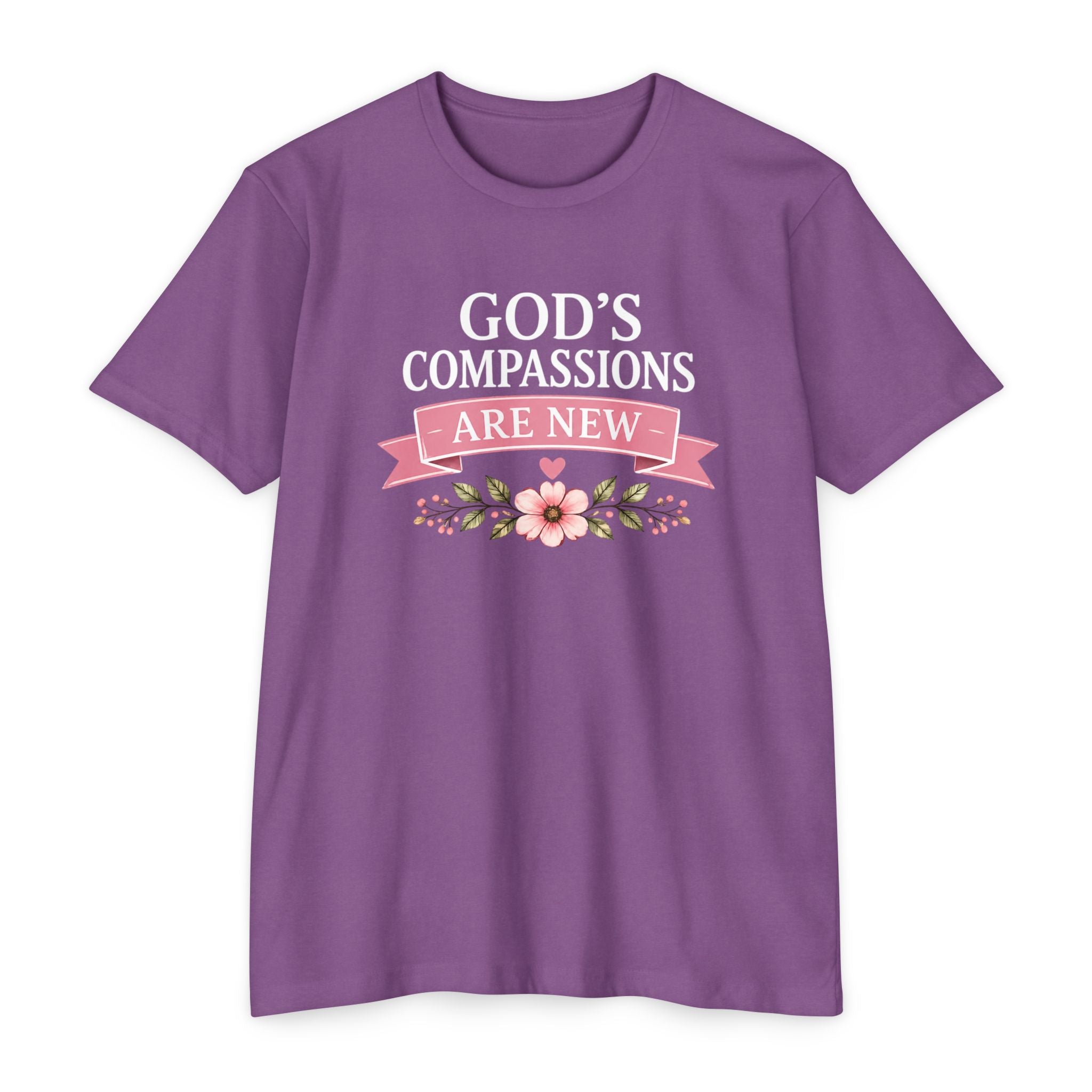 Womens God's Compassions Are New T-shirt | Floral Scripture Design