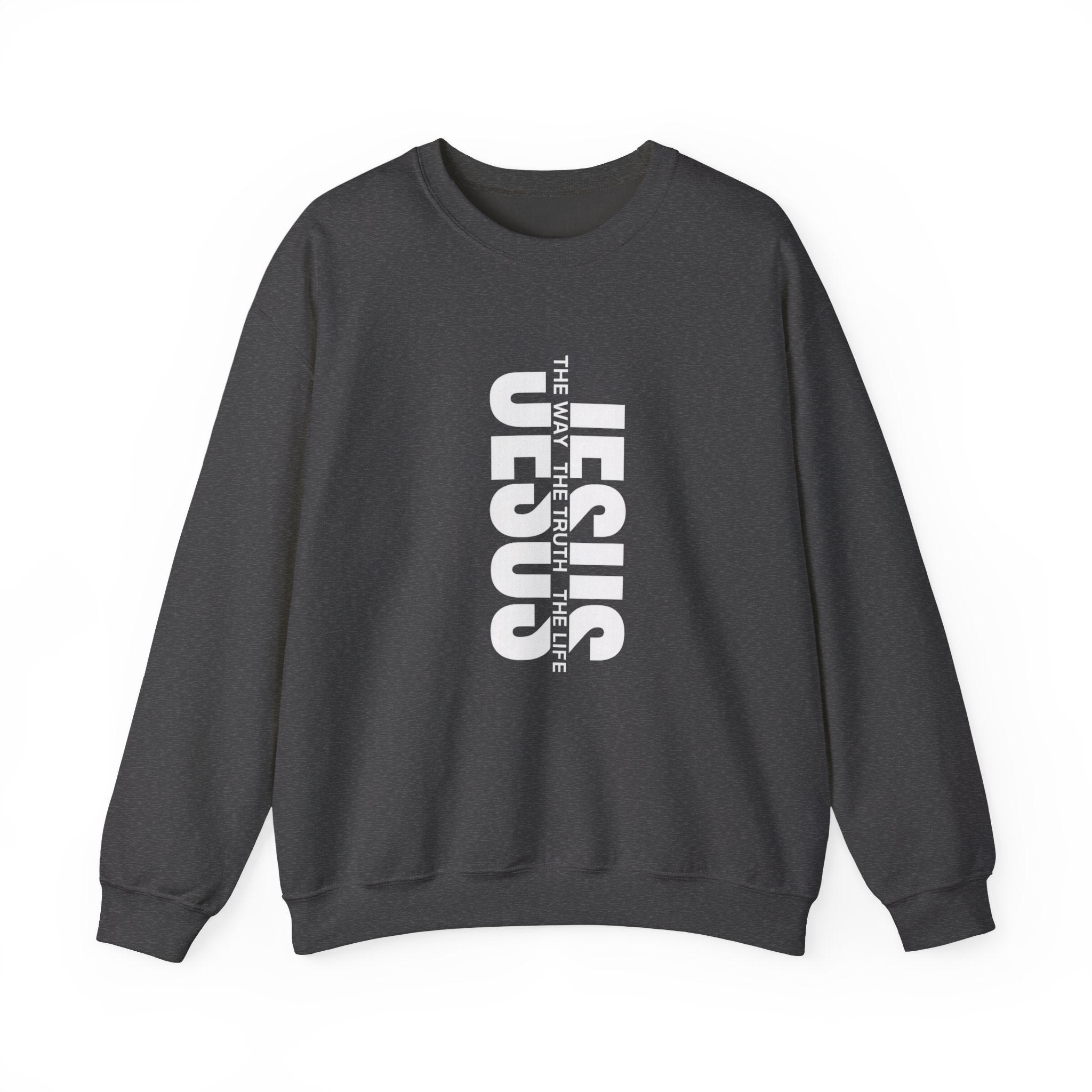 Womens Jesus Vertical Text Crewneck Sweatshirt — The Lamb Is Alive Christian Pullover
