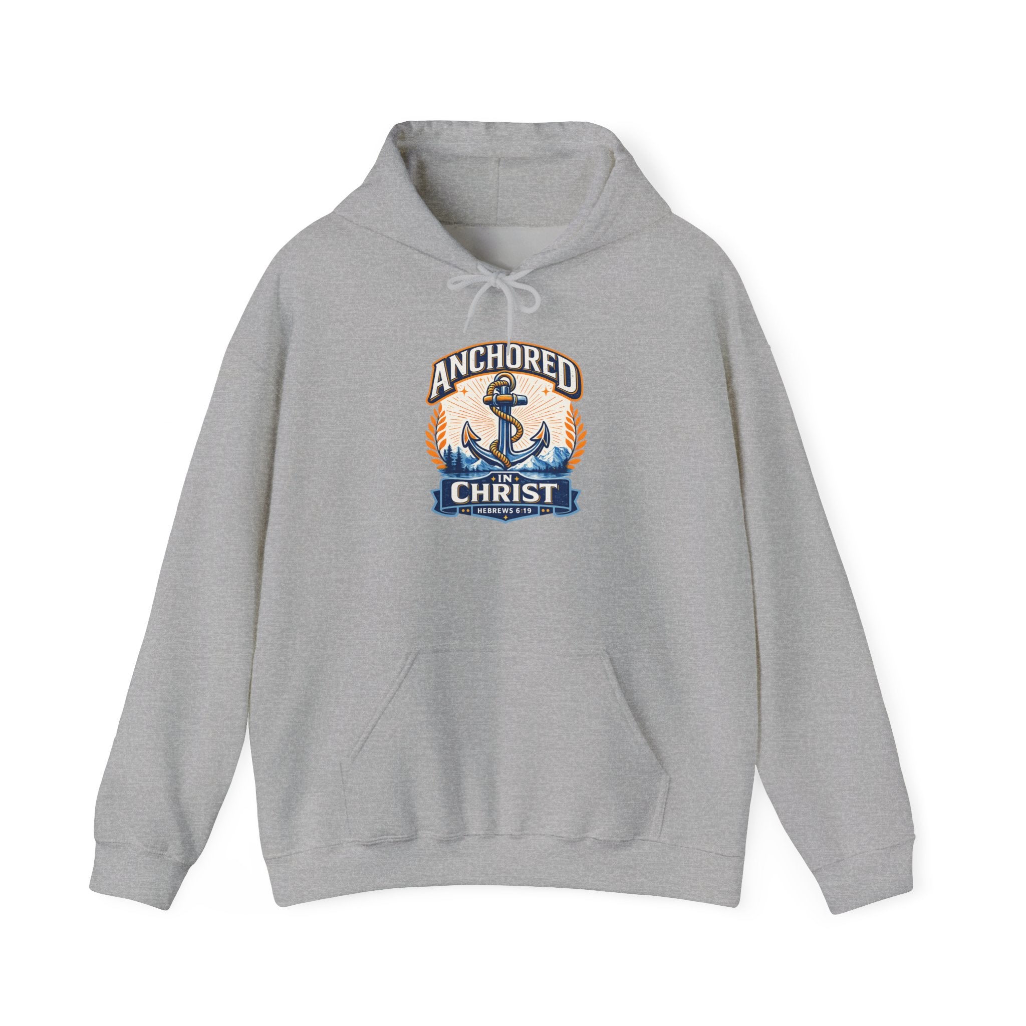 Mens Anchored in Christ Hoodie — Christian Anchor Faith Pullover