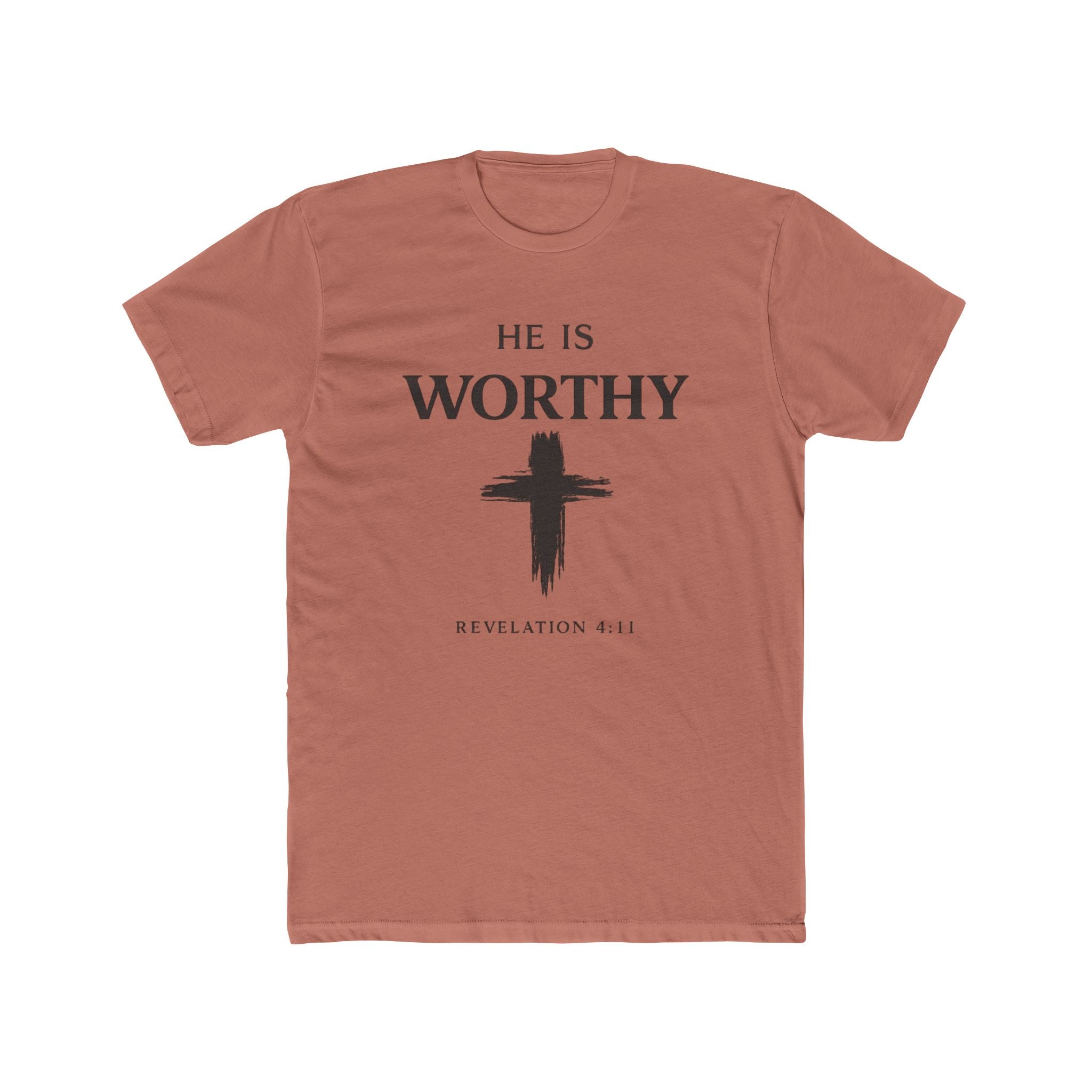 He Is Worthy Christian Tee - Revelation 4:11 Cross Faith T-Shirt