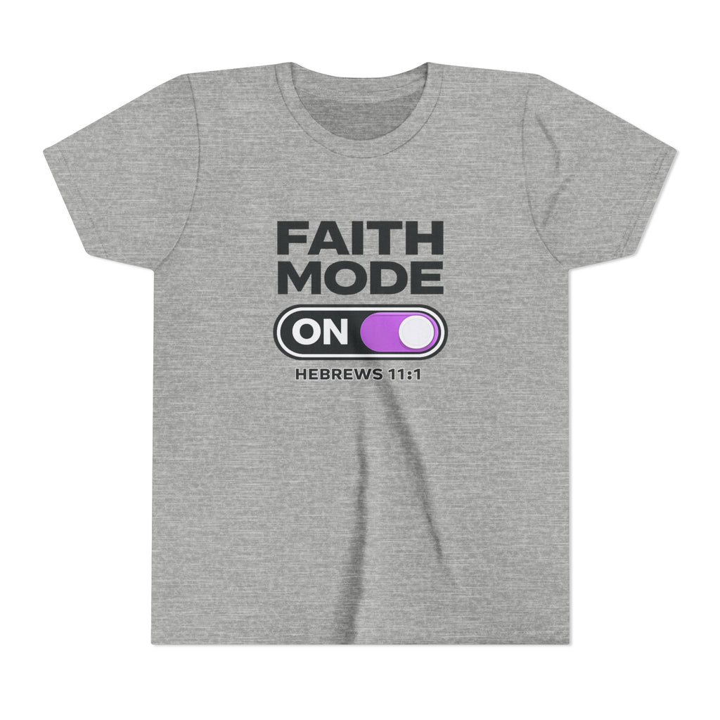 Faith Mode On Youth Tee — Hebrews 11:1 Christian Kids Shirt