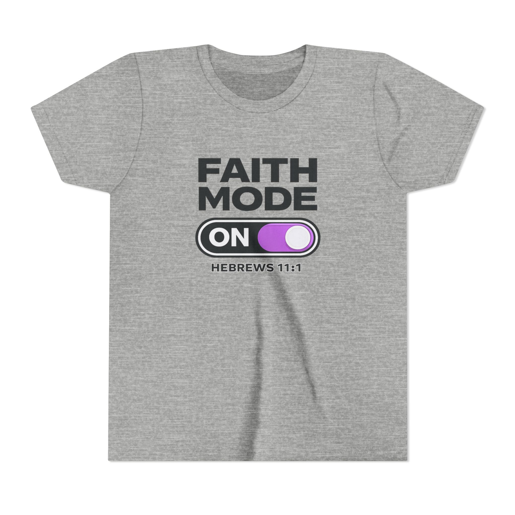 Faith Mode On Youth Tee — Hebrews 11:1 Christian Kids Shirt