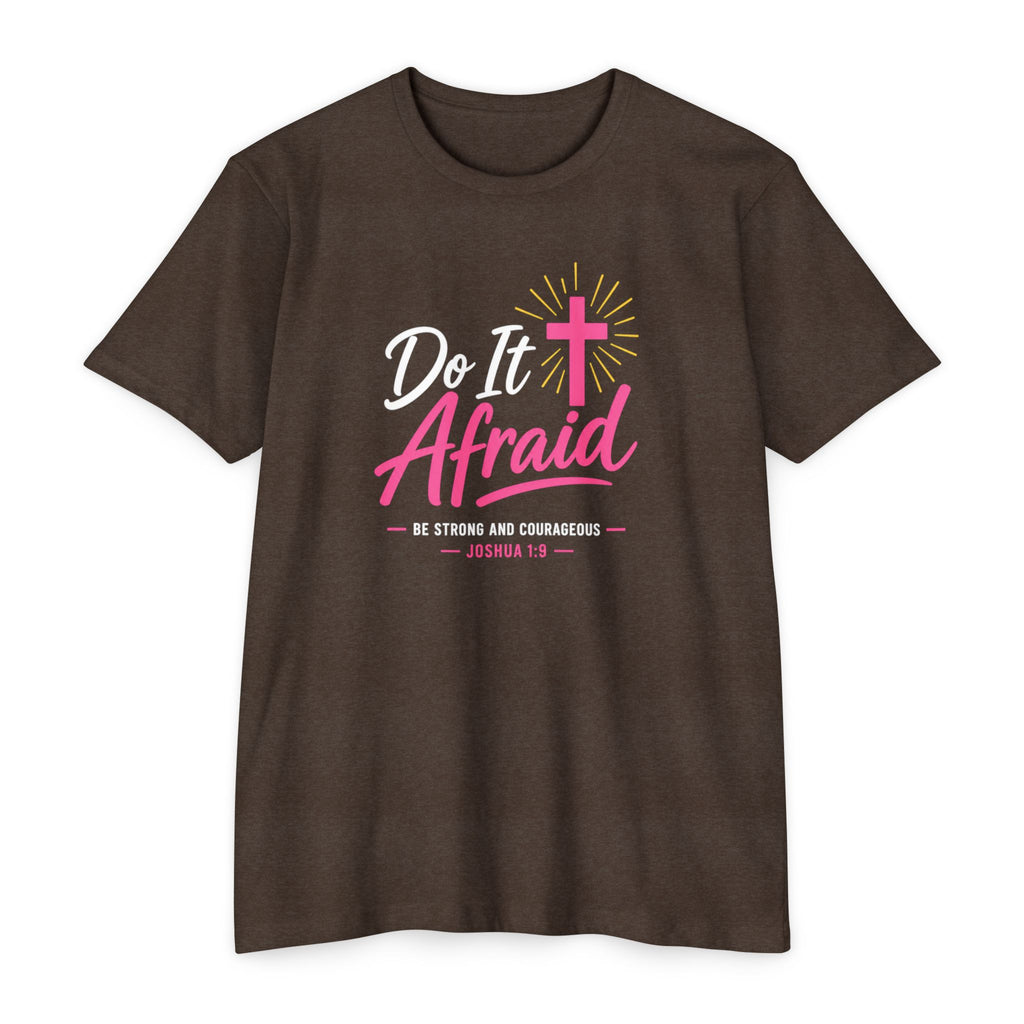 Womens "Do It Afraid" Cross T-Shirt | Inspirational Christian Faith Shirt