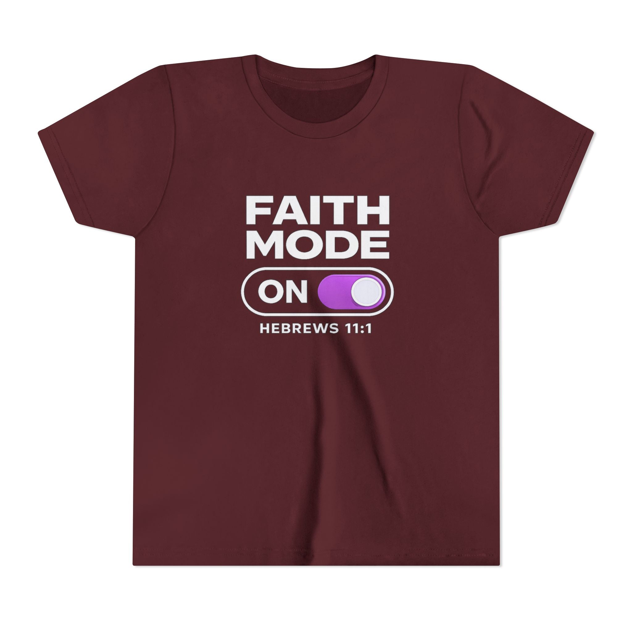 Faith Mode On Youth Tee — Hebrews 11:1 Christian Kids Shirt
