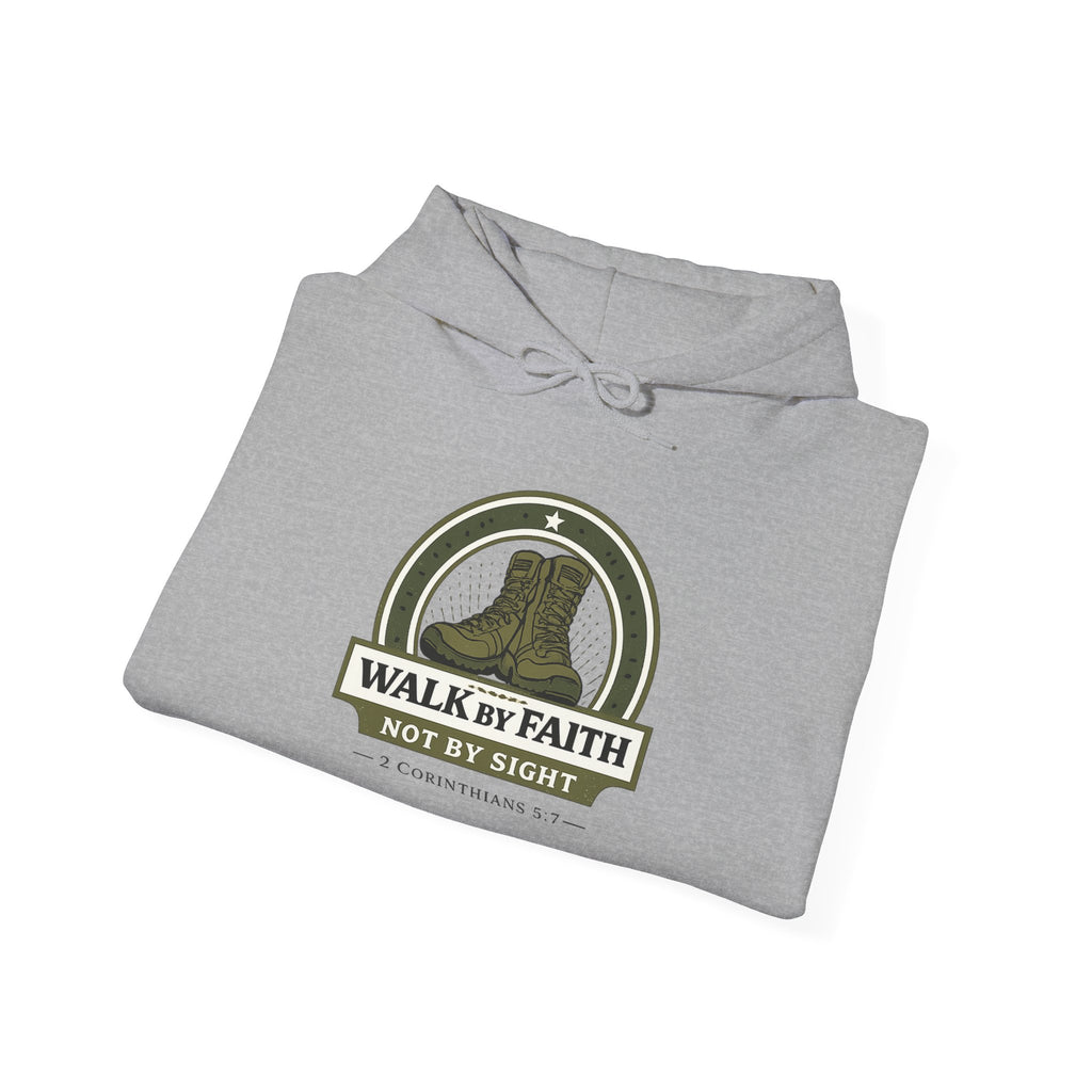 Mens Walk By Faith Hoodie – Inspirational Christian Faith Sweatshirt