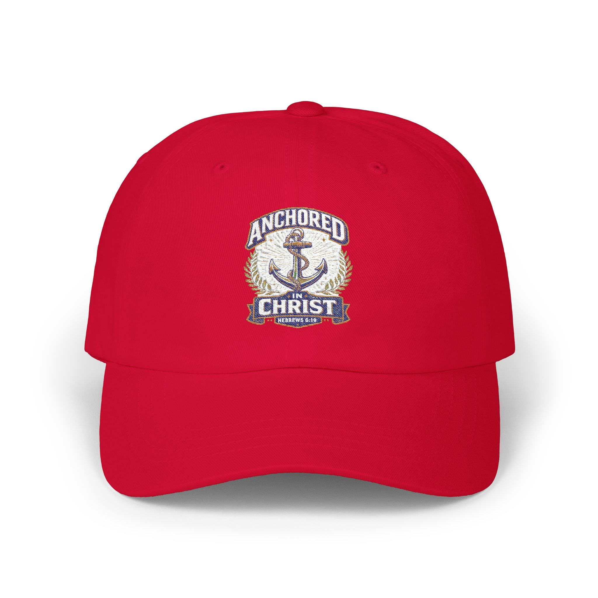 Anchored in Christ Dad Cap — Embroidered Anchor Christian Baseball Hat