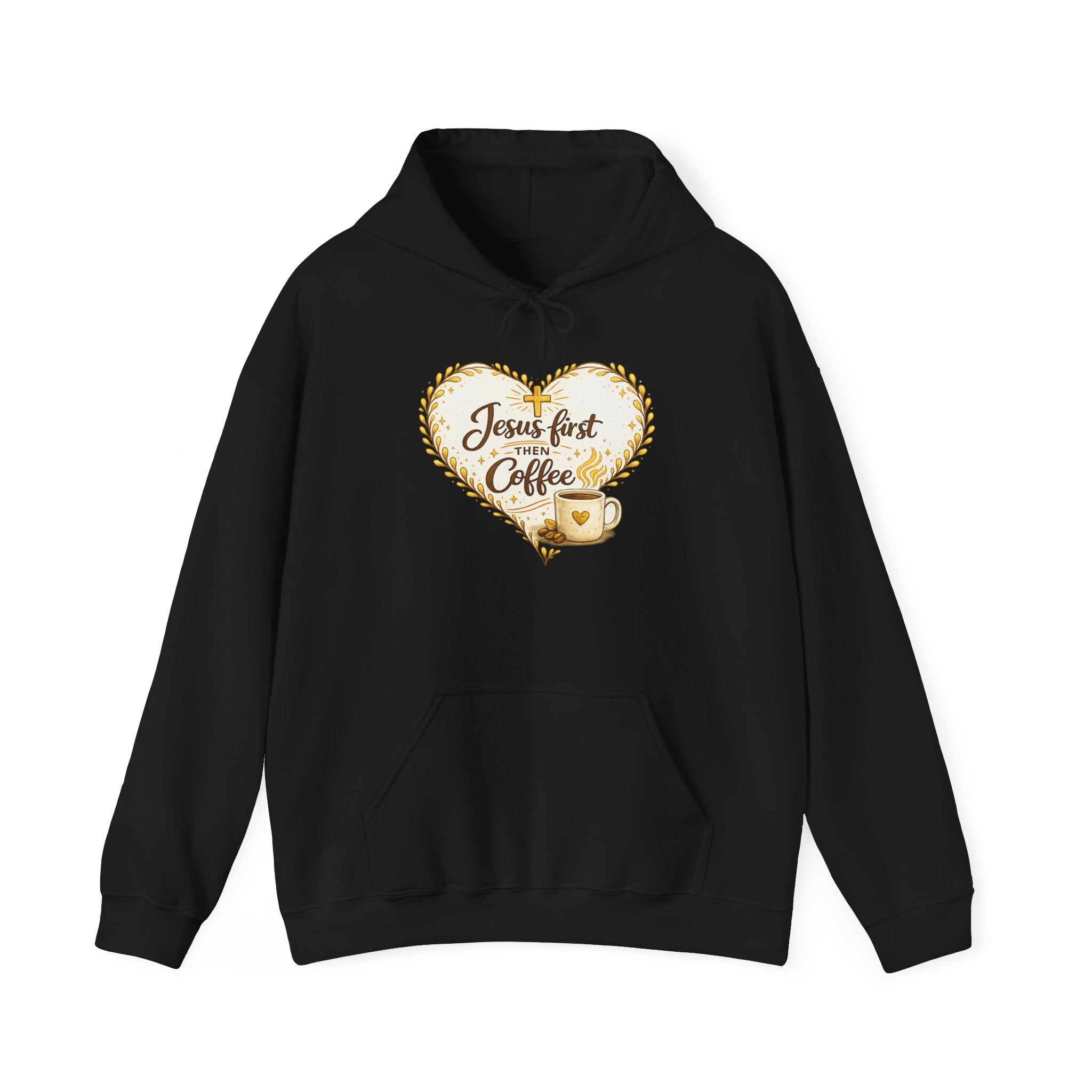 Womens Jesus First Coffee Hoodie – Christian Faith & Coffee Heart Design