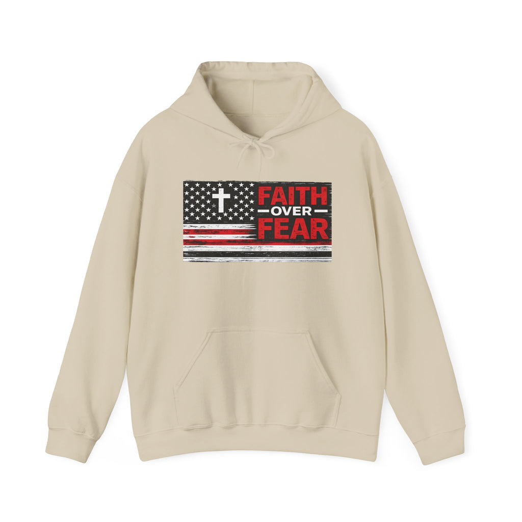 Faith Over Fear Hoodie — Christian Flag Cross Pullover