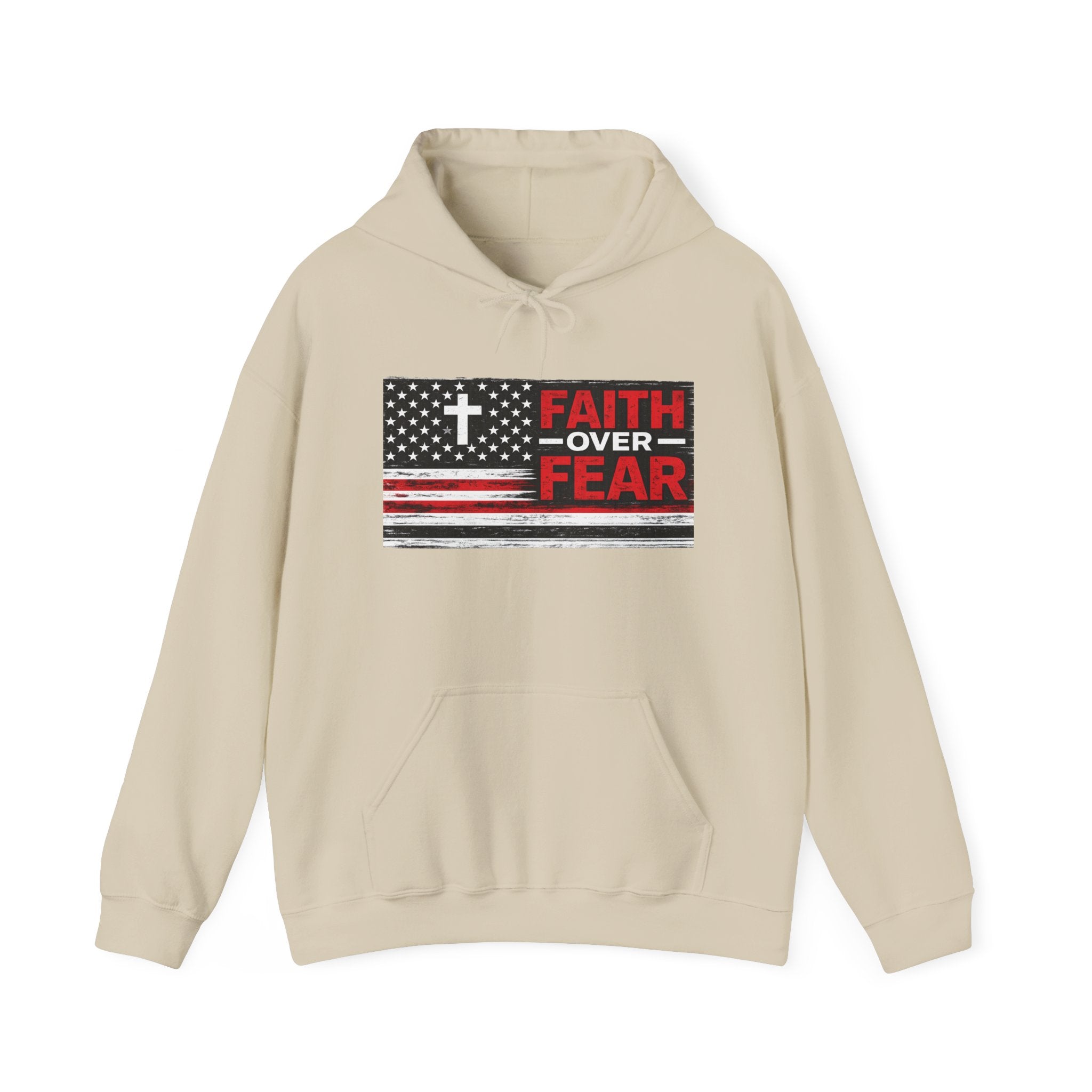 Faith Over Fear Hoodie — Christian Flag Cross Pullover